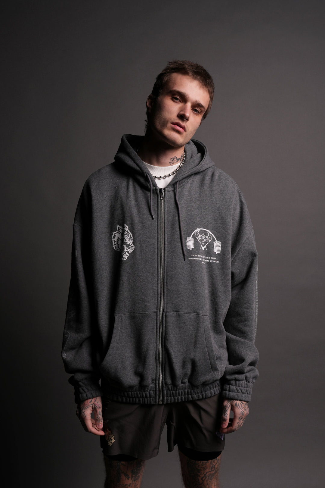 Powerhouse Forever "Chambers" Zip Hoodie in Darc Heather Gray