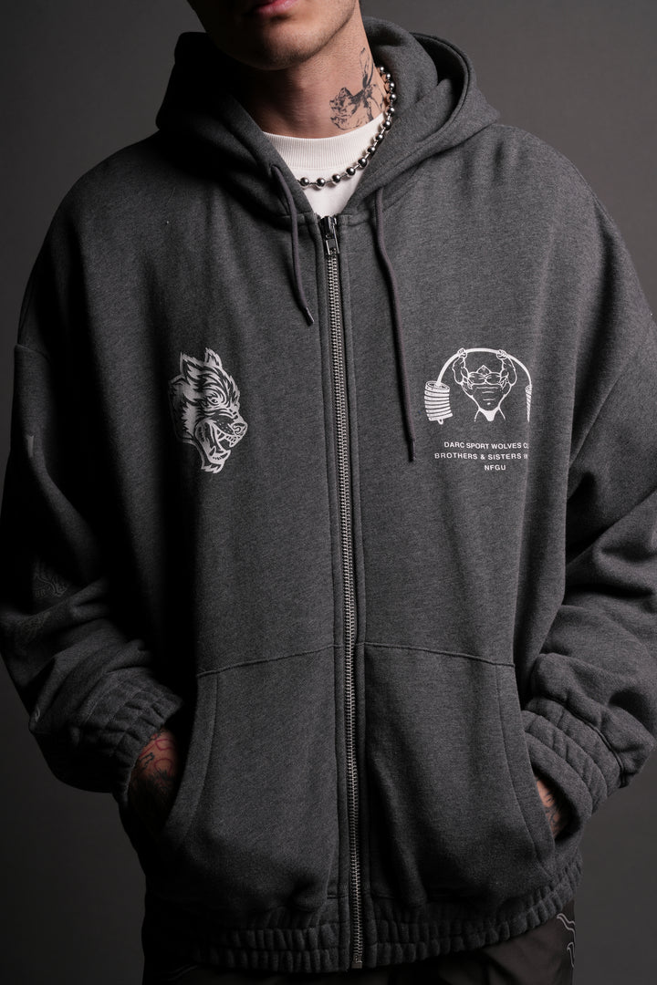 Powerhouse Forever "Chambers" Zip Hoodie in Darc Heather Gray