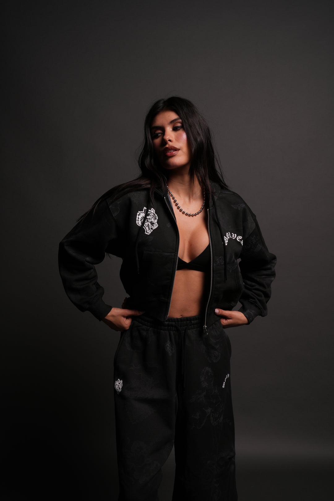Wolf Chopper "Sage" Cropped Zip Hoodie in Luna