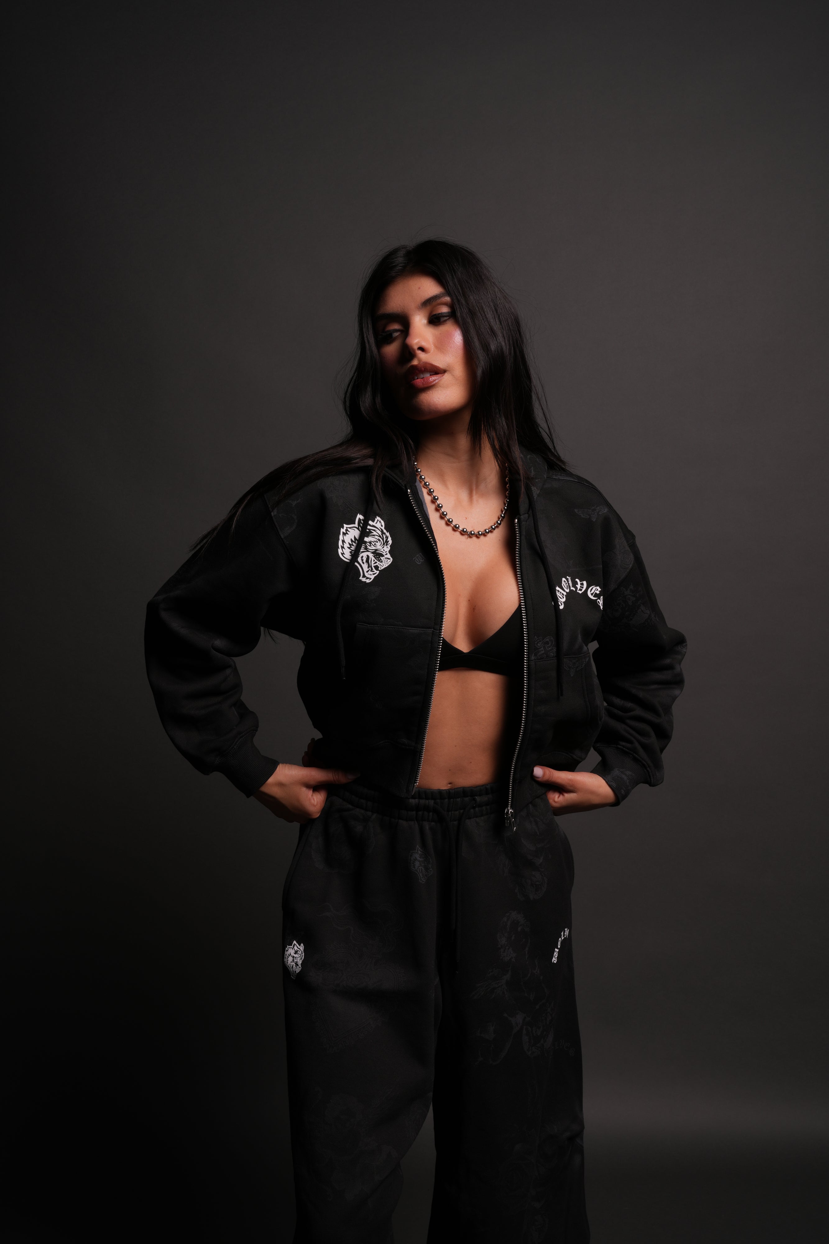 Wolf Chopper "Sage" Cropped Zip Hoodie in Luna