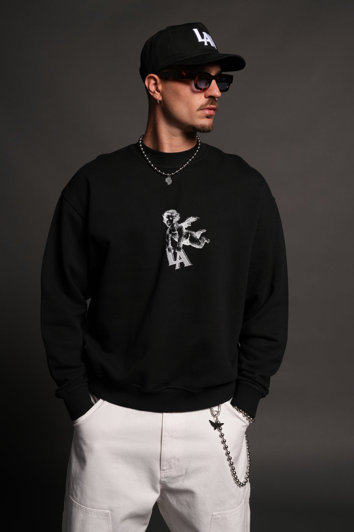 La Cherub London Crewneck in Black