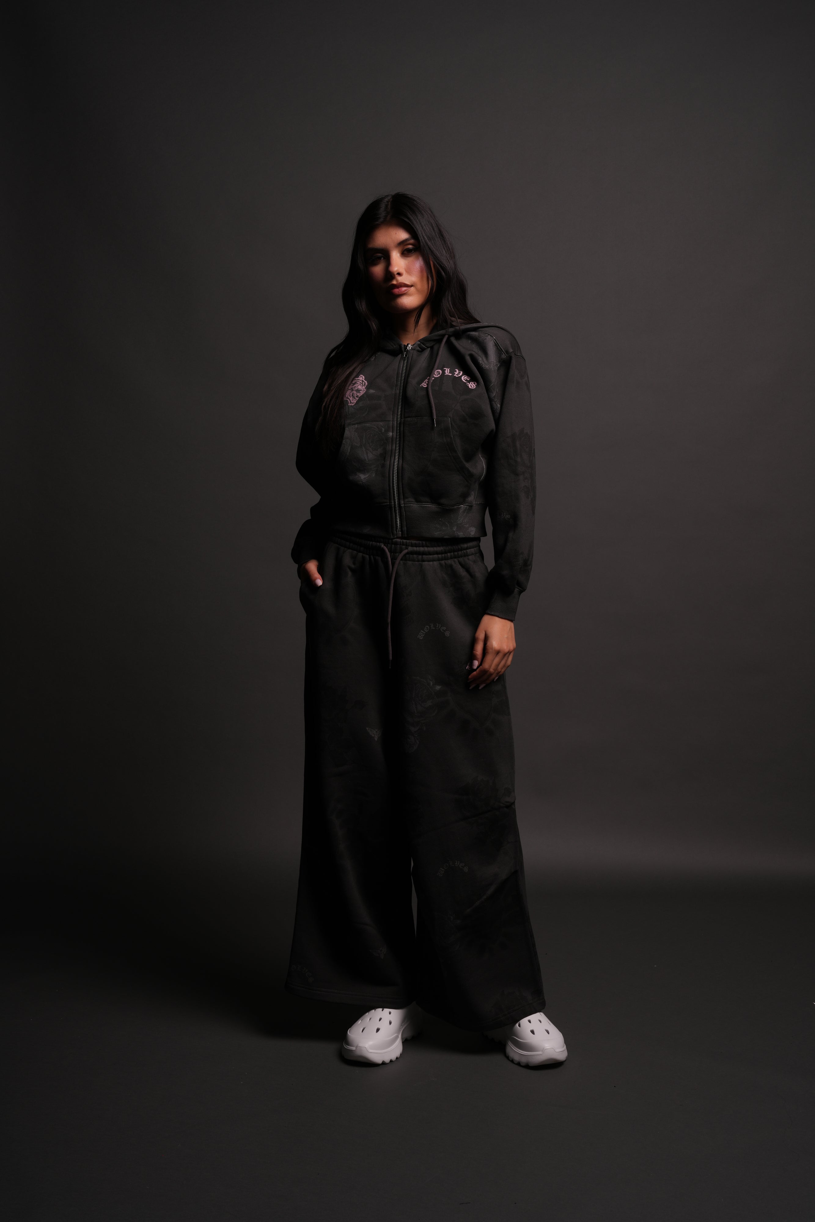 Wolf Chopper "Sage" Cropped Zip Hoodie in Lobo