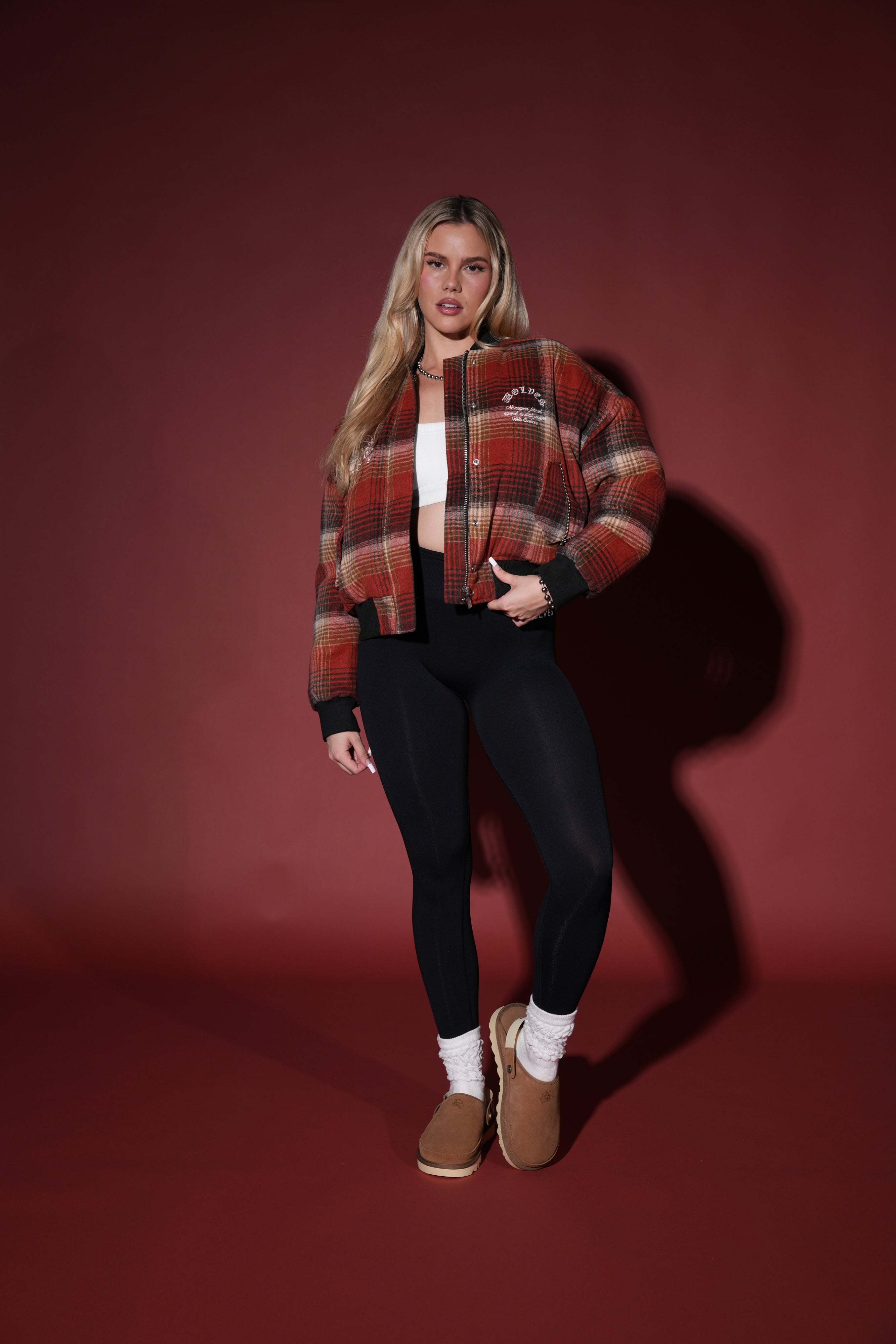 She Chopper Vicious Bomber Jacket in Brimstone Plaid