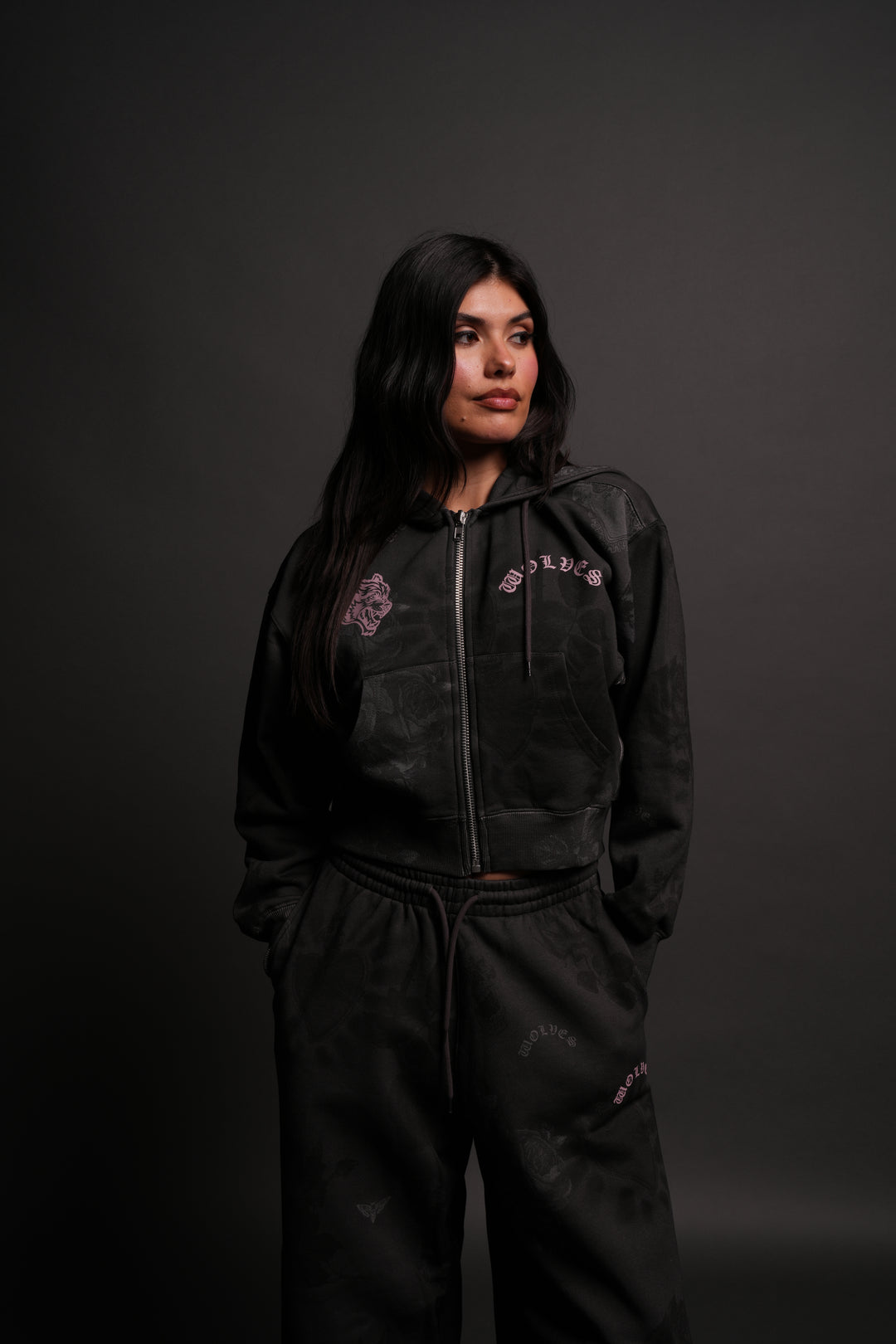 Wolf Chopper "Sage" Cropped Zip Hoodie in Lobo