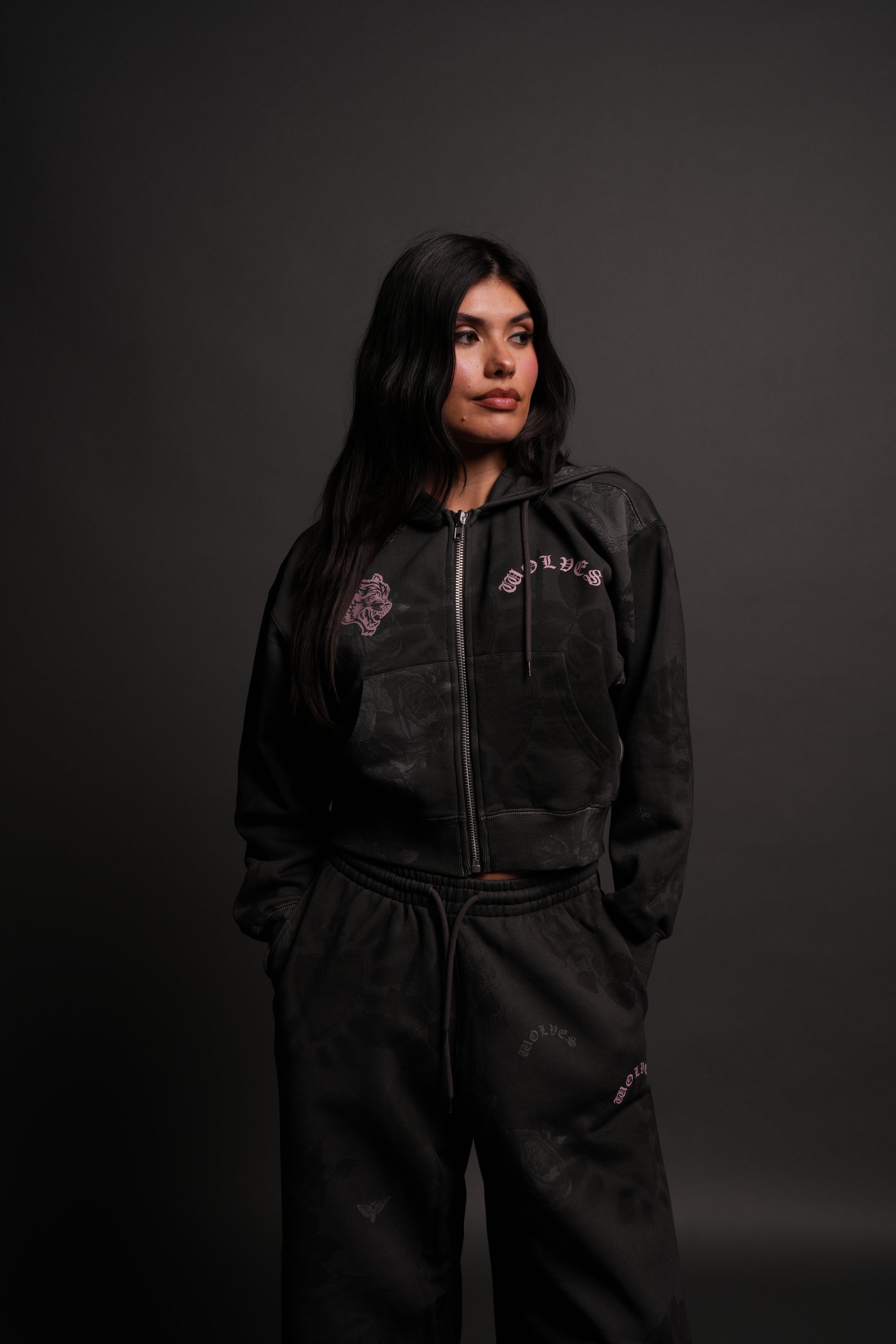 Wolf Chopper "Sage" Cropped Zip Hoodie in Lobo
