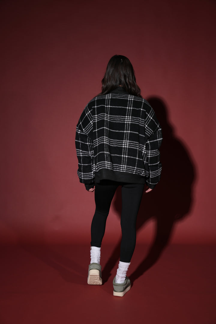 Marked Vicious Plaid Bomber Jacket in Black Plaid