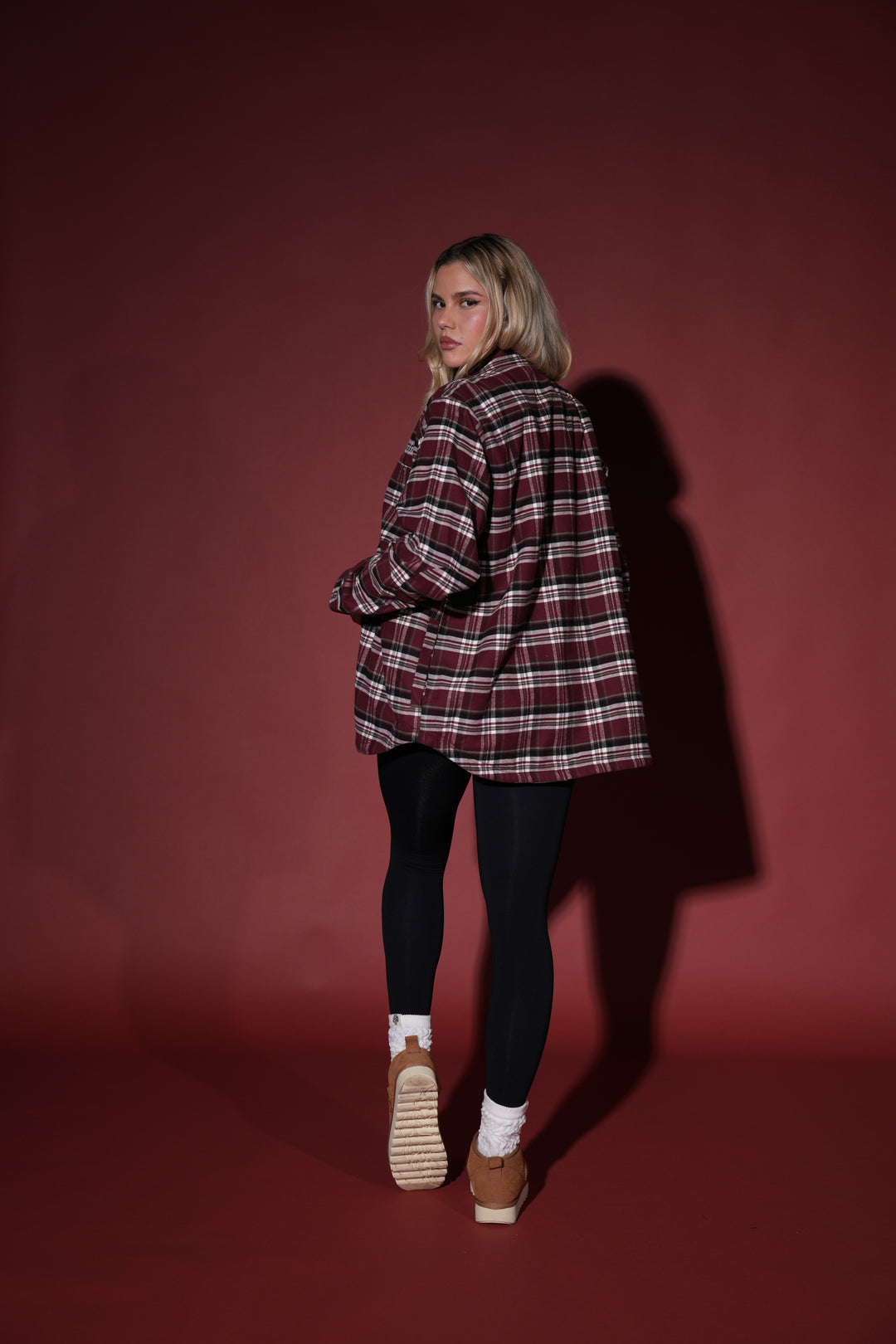 Seattle Sherpa Lined Flannel in Brick Plaid
