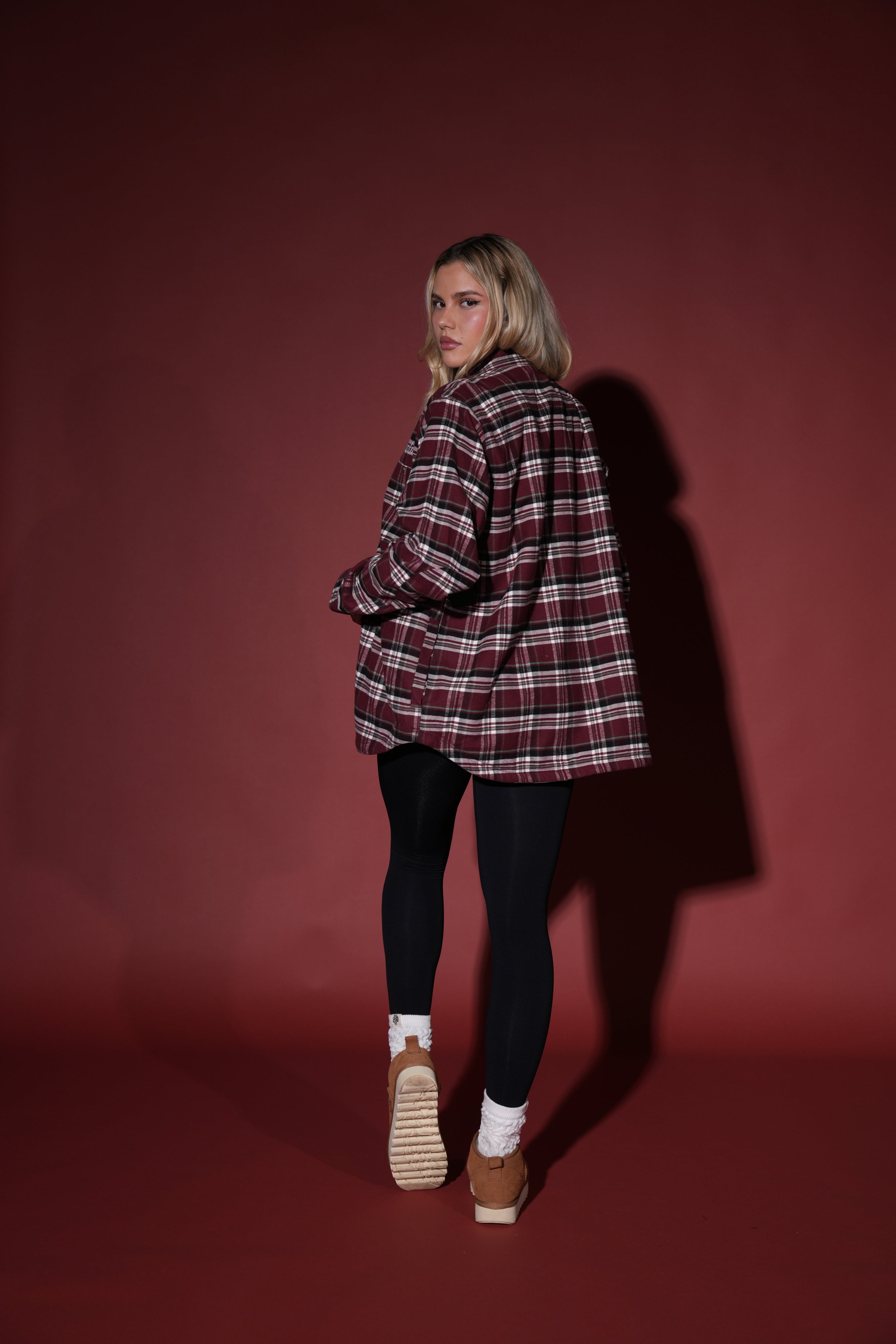 Seattle Sherpa Lined Flannel in Brick Plaid