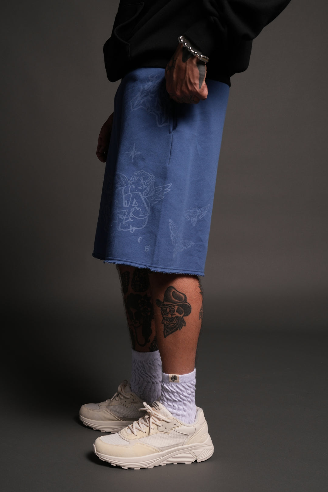 Homage To La Raw Hem Oversized Post Lounge Sweat Shorts in La Blue