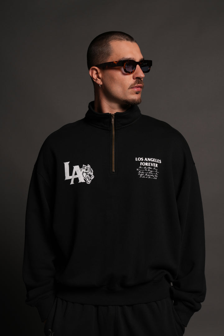 La Wolves V2 Duke 1/4 Zip Mock Neck in Black