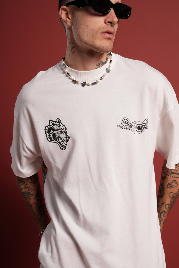 Kulture Klash Premium Oversized Tee in Cream