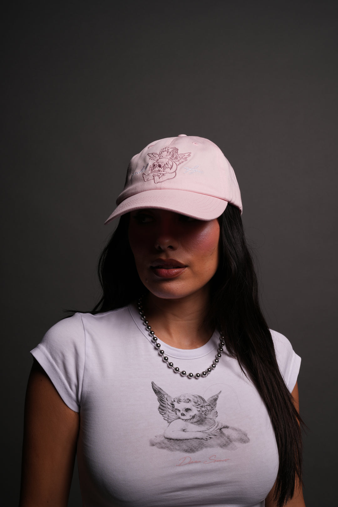 Cherub and the Skull Dad Hat V2 in Blush Pink