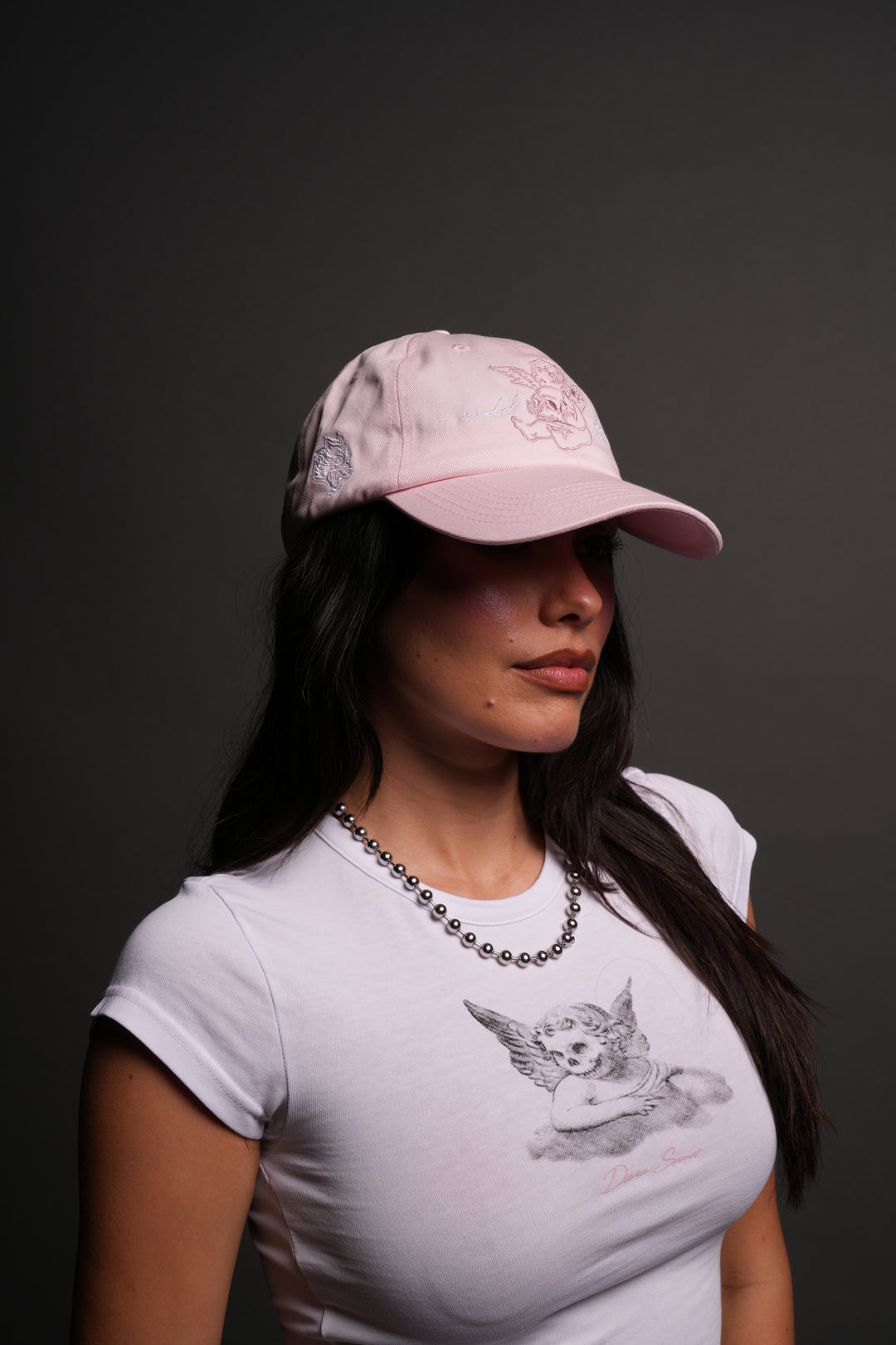 Cherub and the Skull Dad Hat V2 in Blush Pink