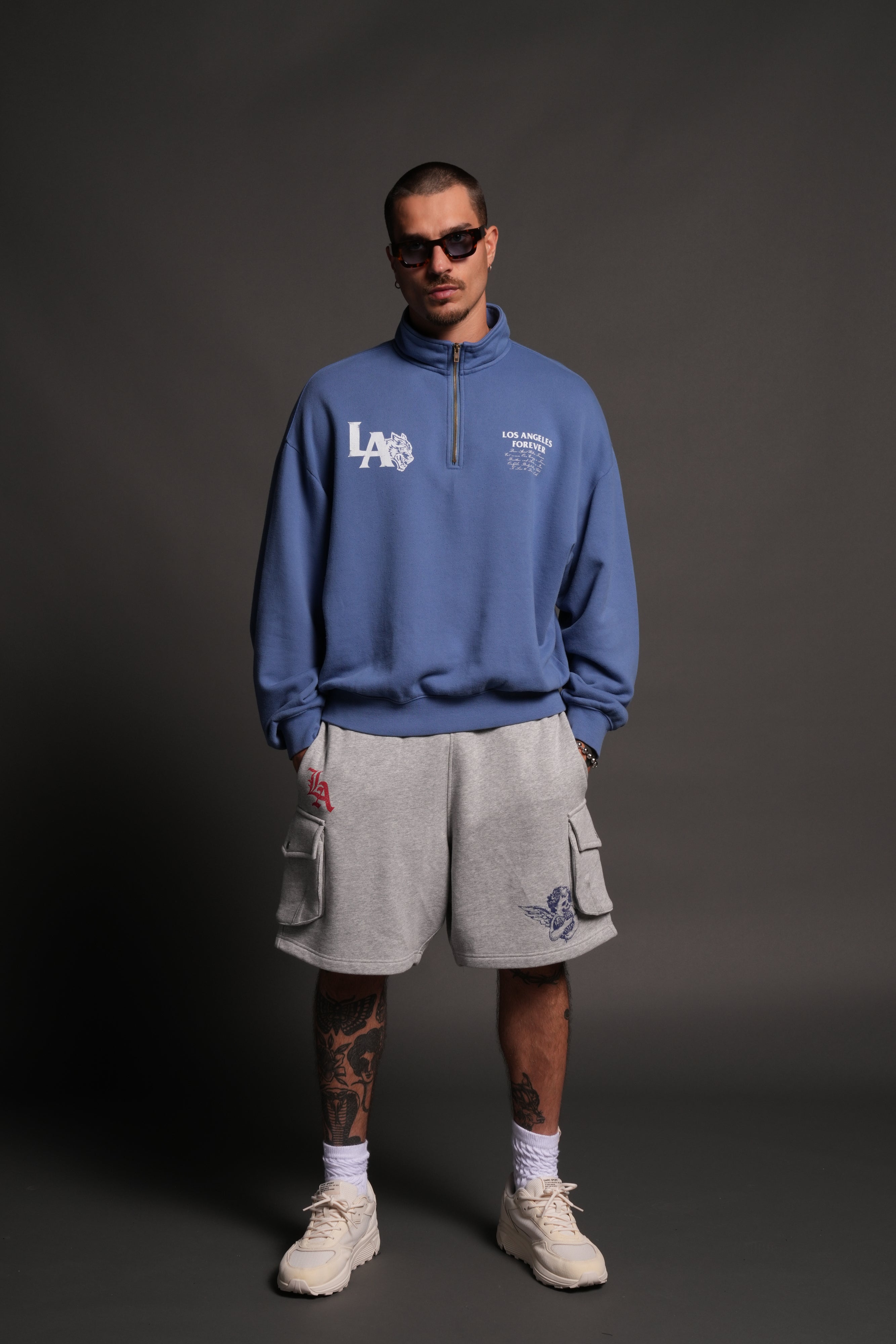 La Wolves V2 Duke 1/4 Zip Mock Neck in La Blue