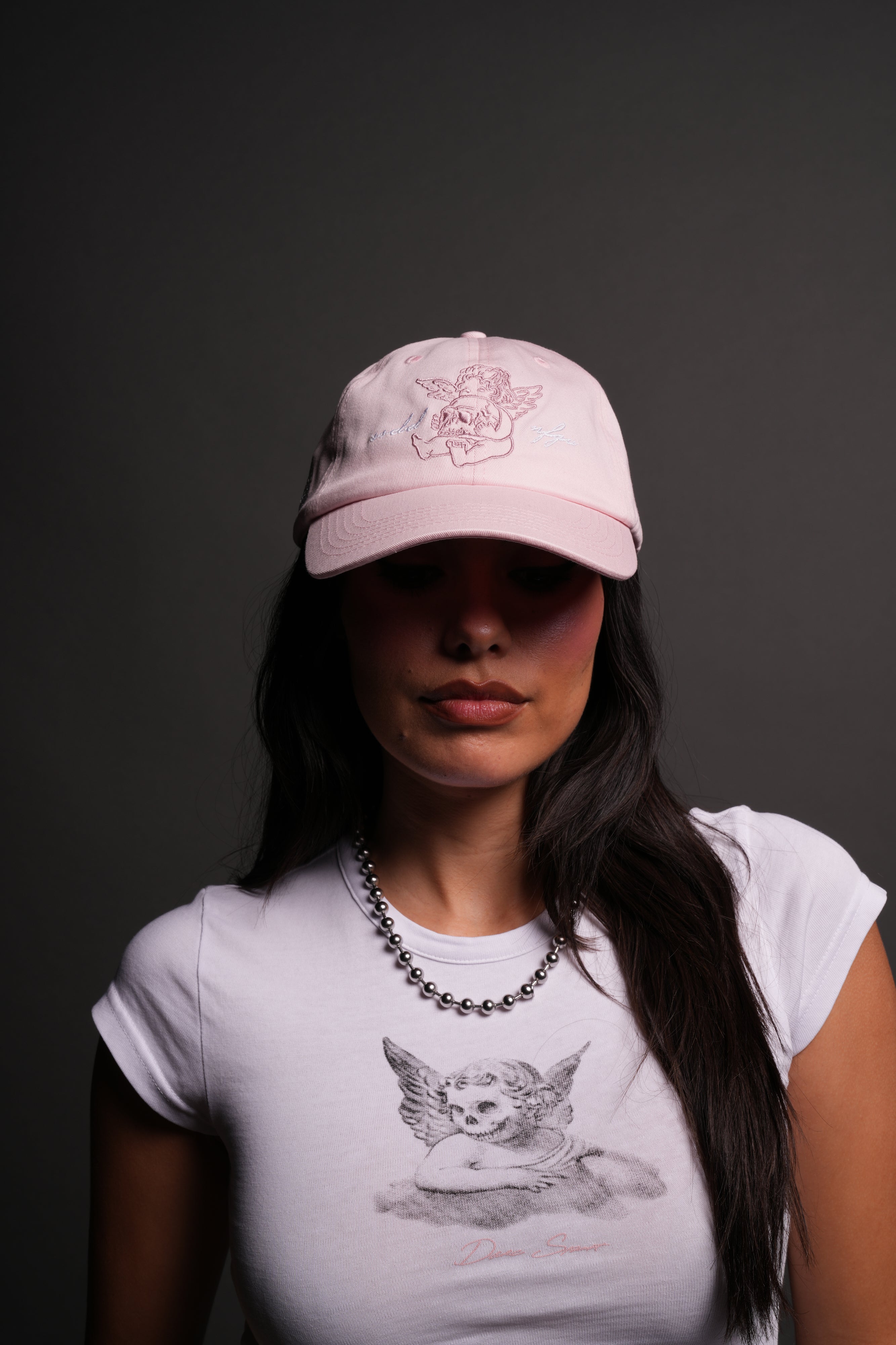 Cherub and the Skull Dad Hat V2 in Blush Pink