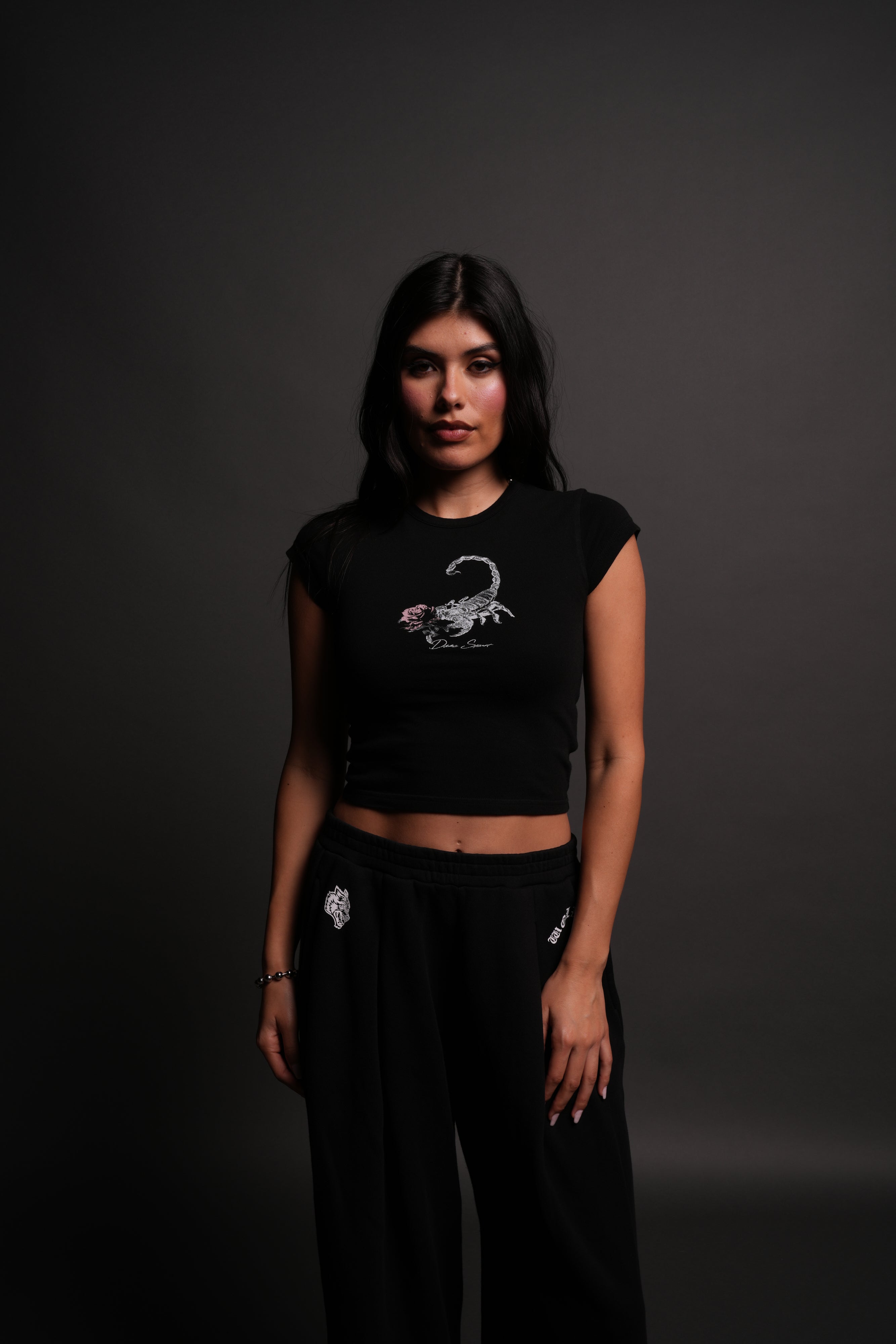 Scorpion Rose "Baby" Tee in Black