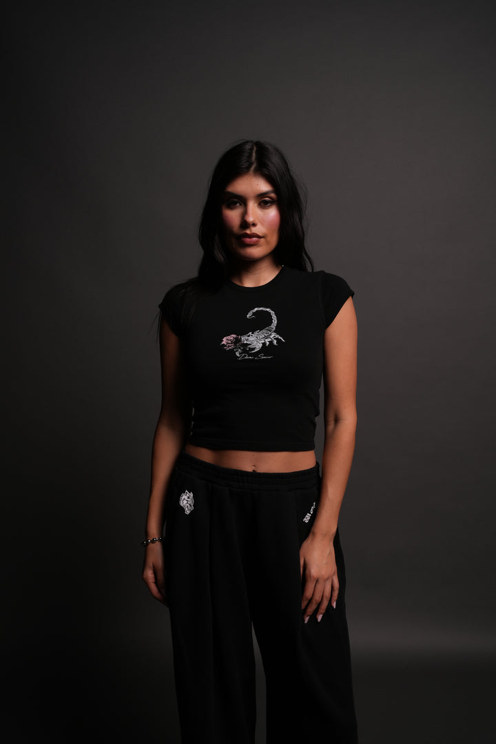 Scorpion Rose "Baby" Tee in Black