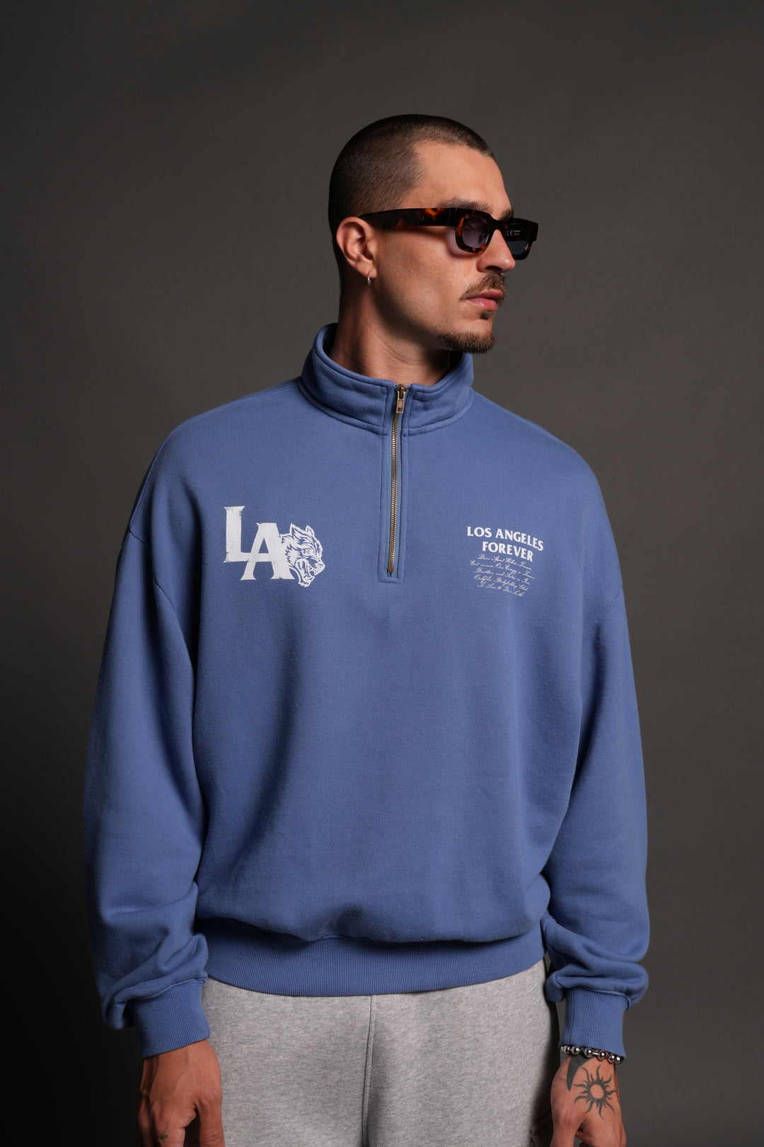La Wolves V2 Duke 1/4 Zip Mock Neck in La Blue