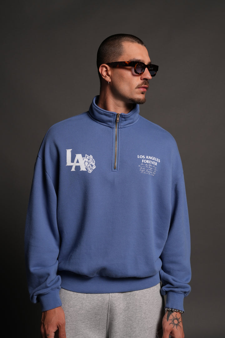 La Wolves V2 Duke 1/4 Zip Mock Neck in La Blue