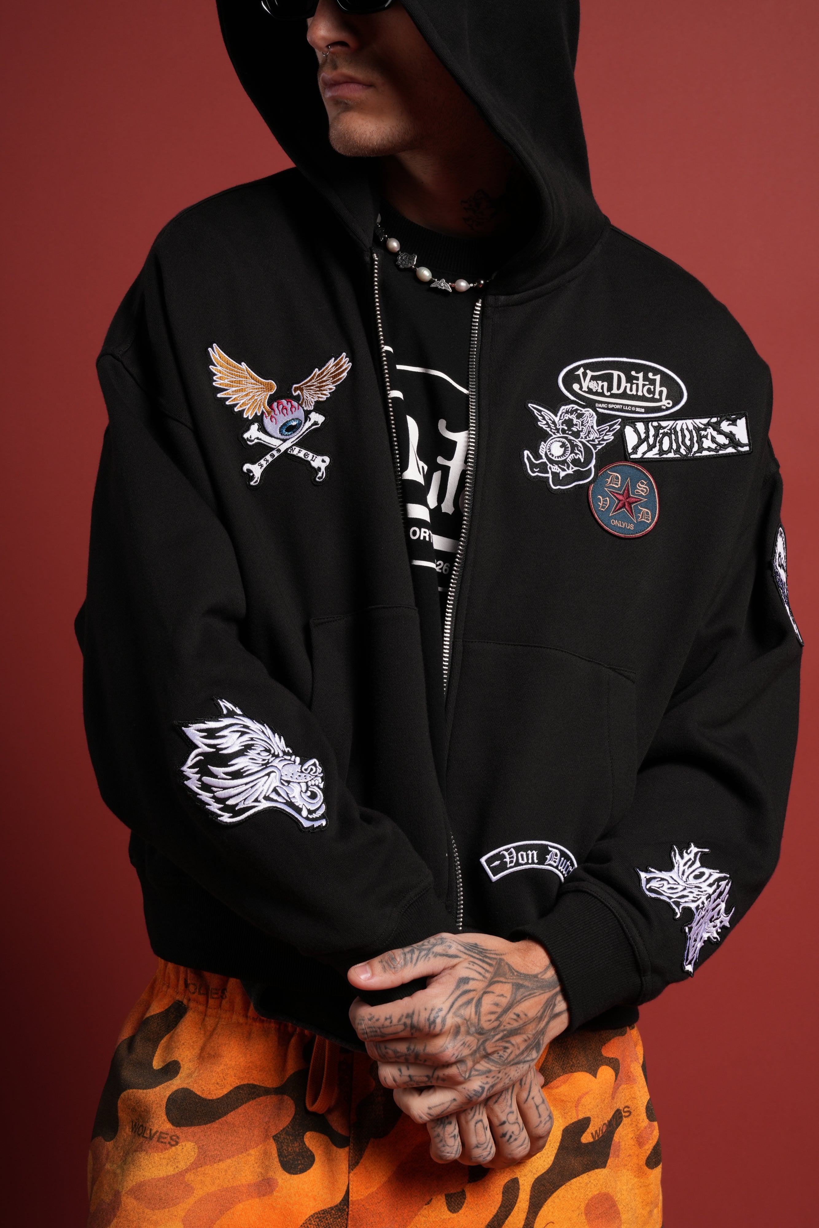 Darc Kulture Vex Double Zip Hoodie in Black