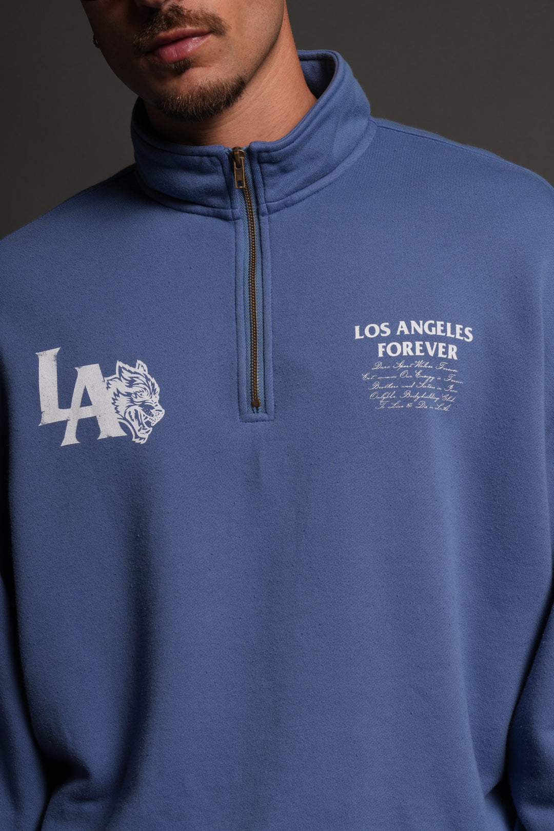 La Wolves V2 Duke 1/4 Zip Mock Neck in La Blue