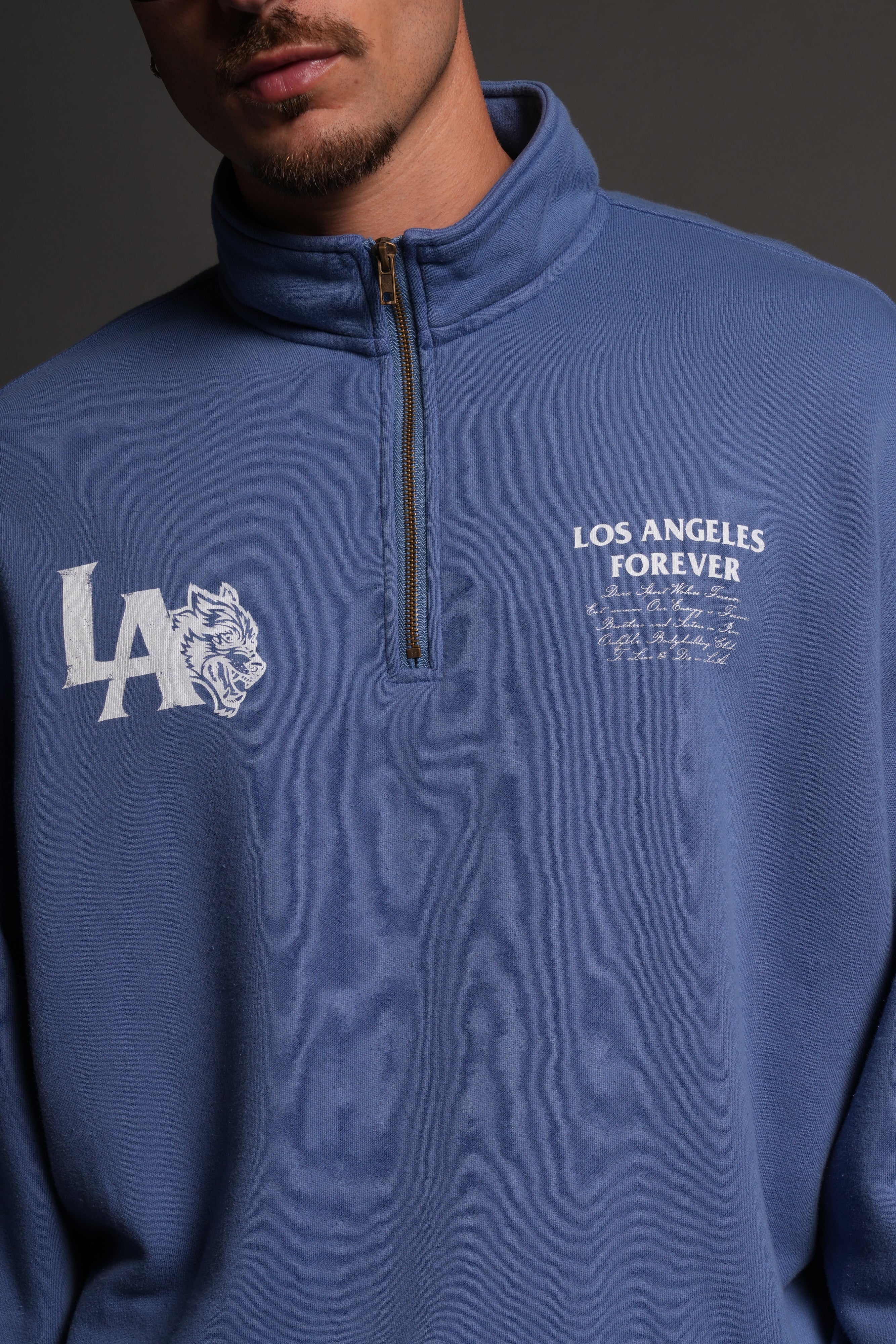 La Wolves V2 Duke 1/4 Zip Mock Neck in La Blue