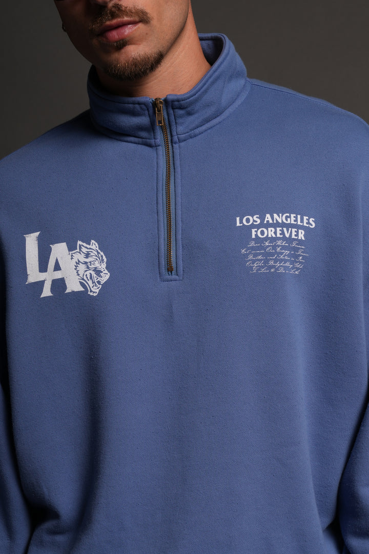 La Wolves V2 Duke 1/4 Zip Mock Neck in La Blue