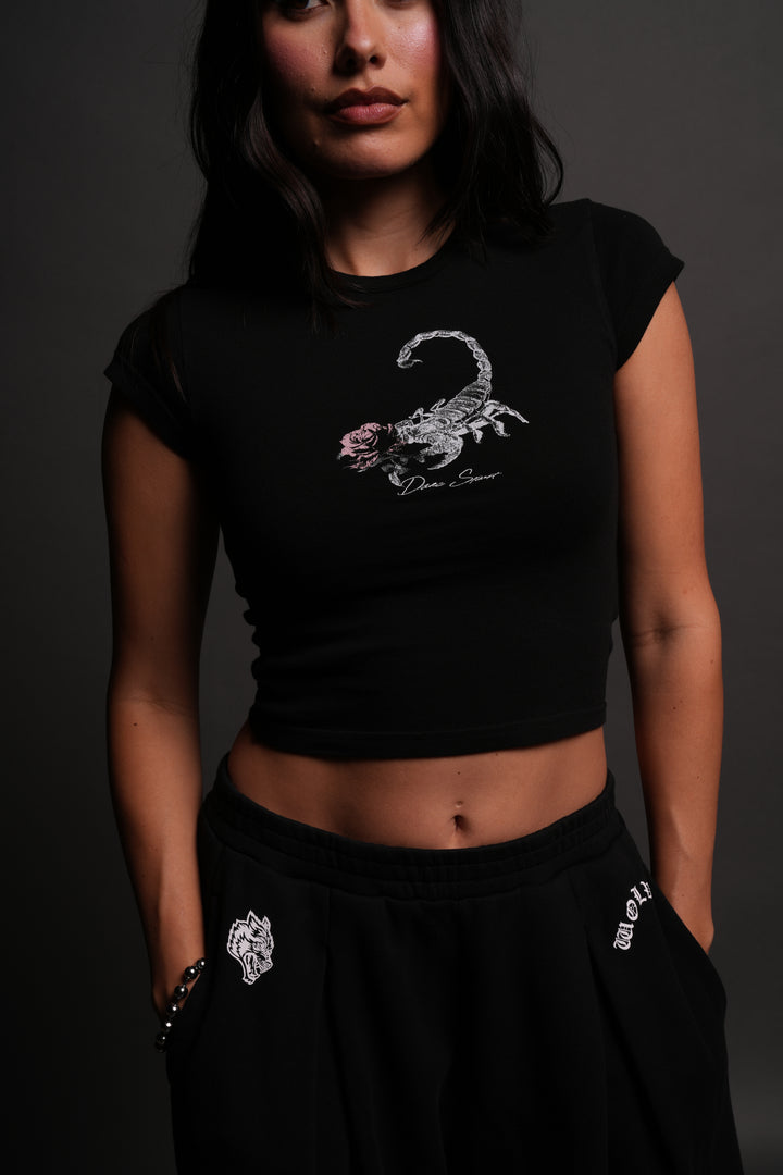 Scorpion Rose "Baby" Tee in Black