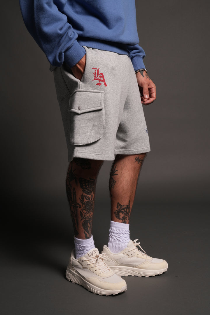 La Ca Frvr Cornell Cargo Sweat Shorts in Light Athletic Gray