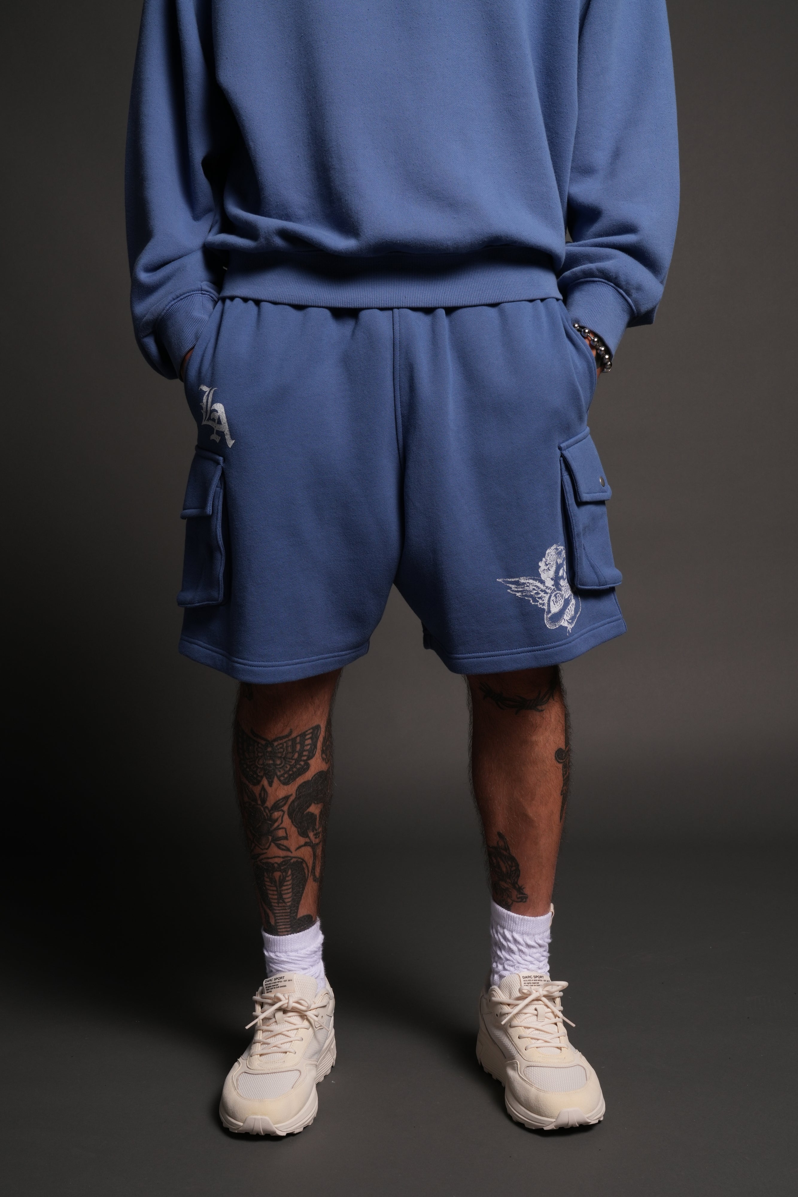 La Ca Frvr Cornell Cargo Sweat Shorts in La Blue – DarcSport