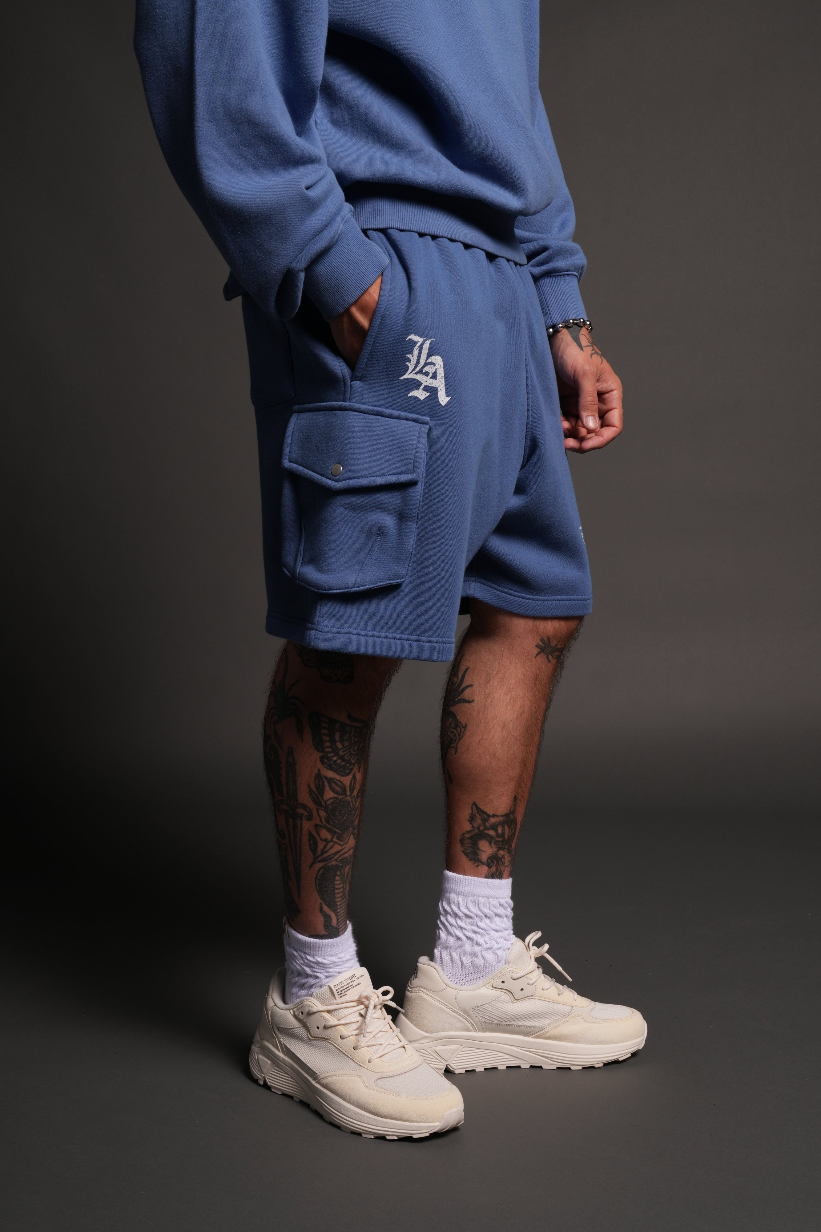 La Ca Frvr Cornell Cargo Sweat Shorts in La Blue – DarcSport