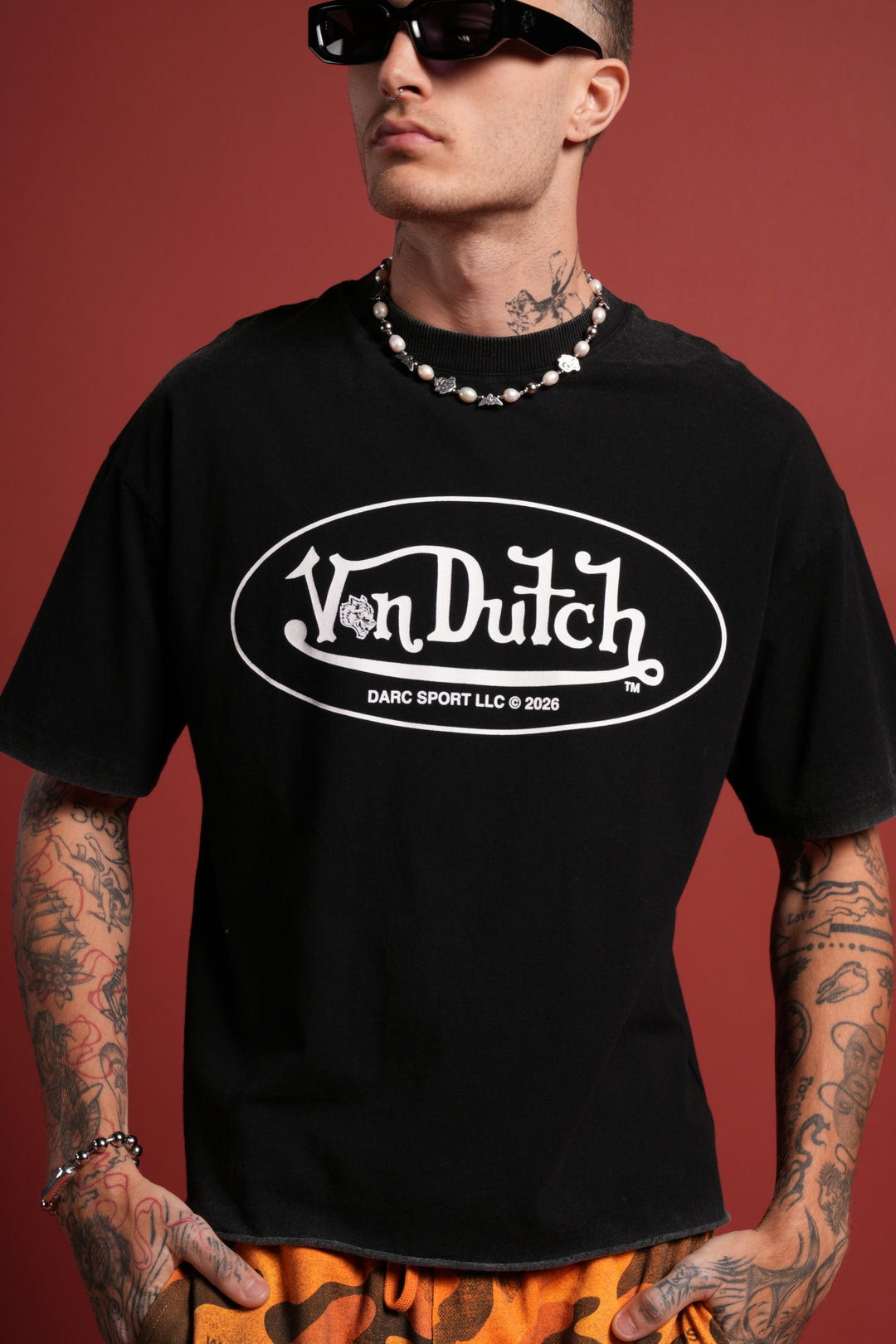 DSVD Legacy Grunge Mid-Length Raw Hem Tee in Black