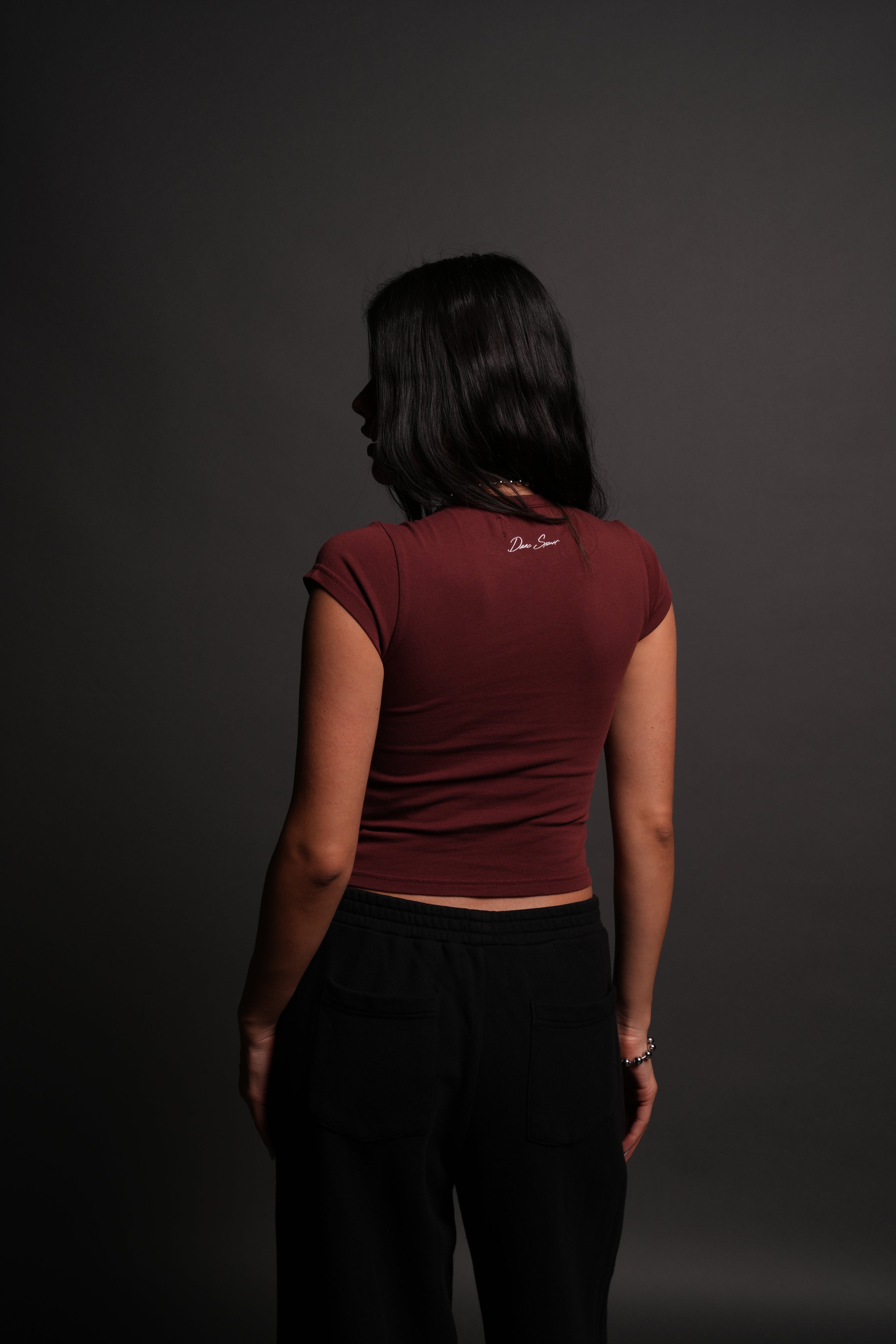 Heart of Flame "Baby" Tee in Oxblood
