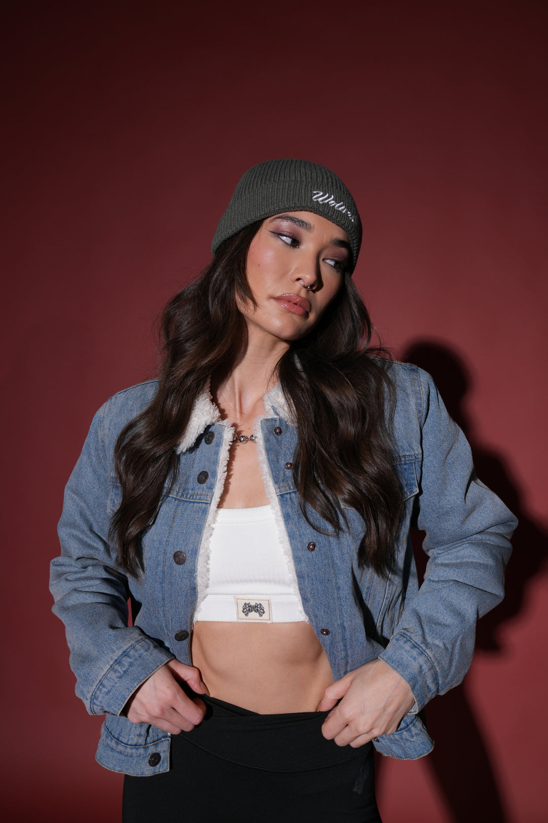 Wolves Cursive Beanie in Wolf Gray