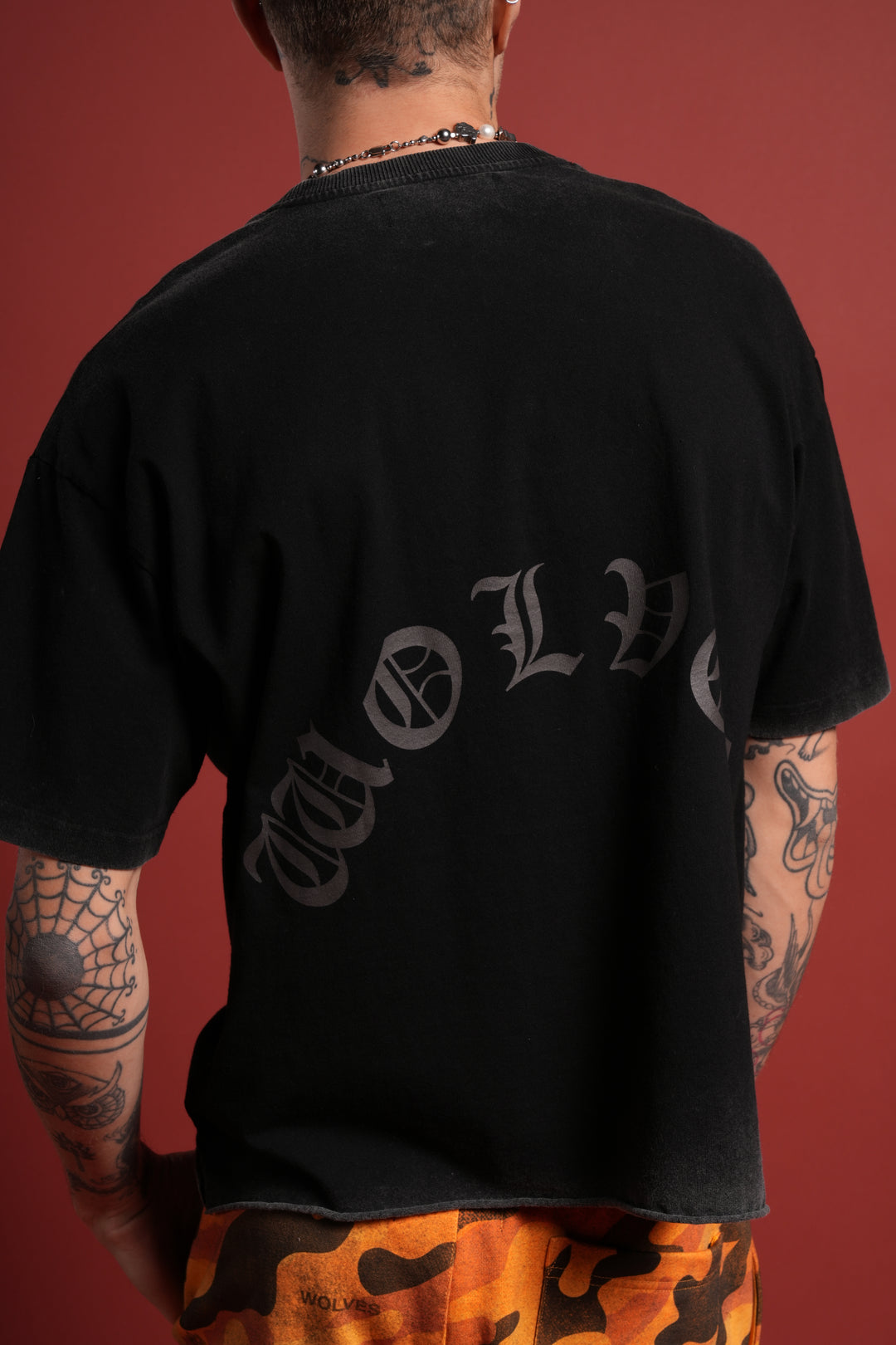 DSVD Legacy Grunge Mid-Length Raw Hem Tee in Black