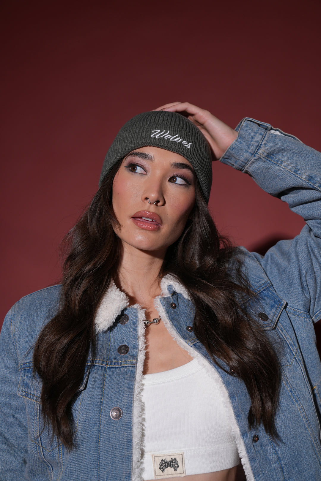 Wolves Cursive Beanie in Wolf Gray