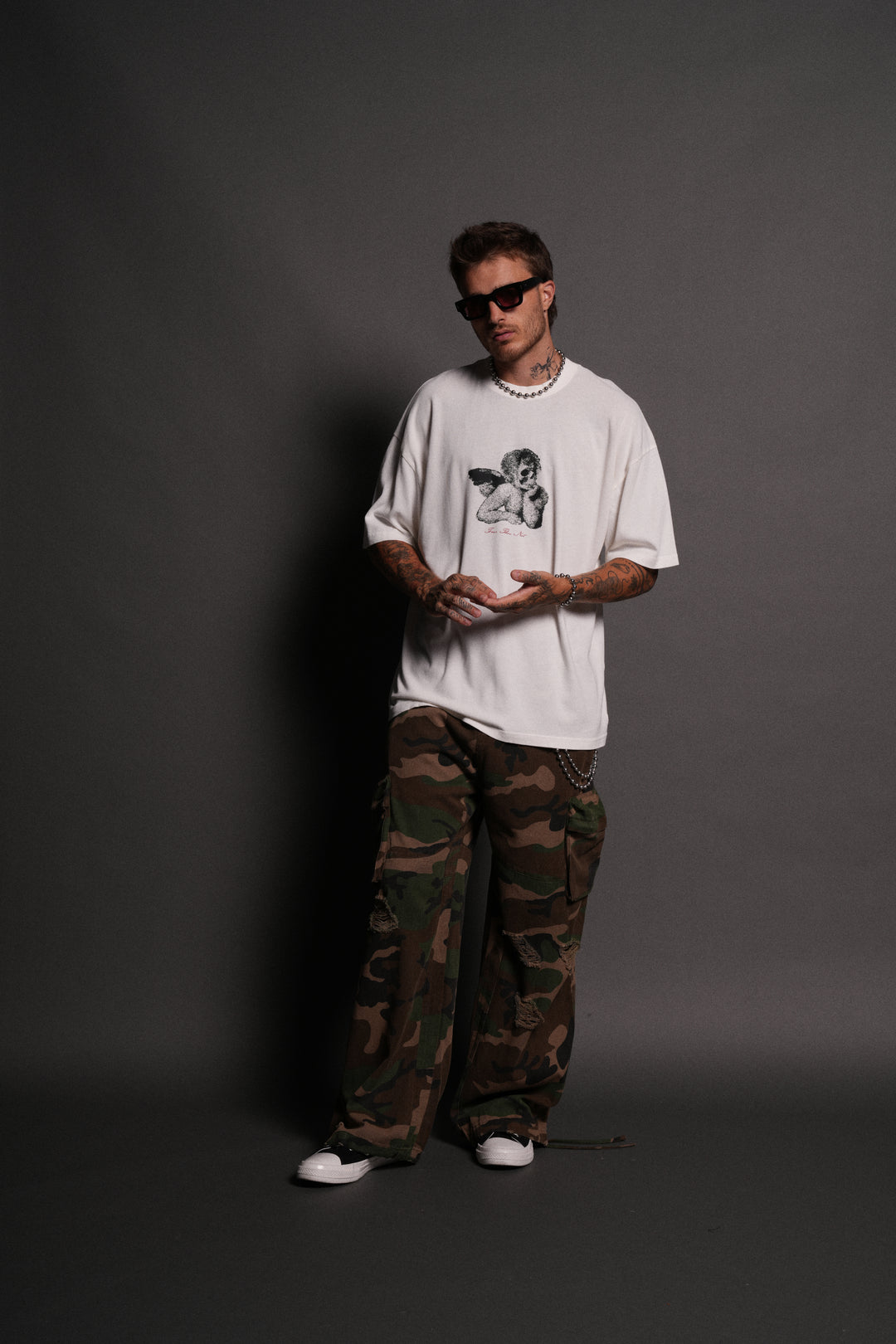 Fallen Halo Oversized "Premium" Unisex Tee in Cream