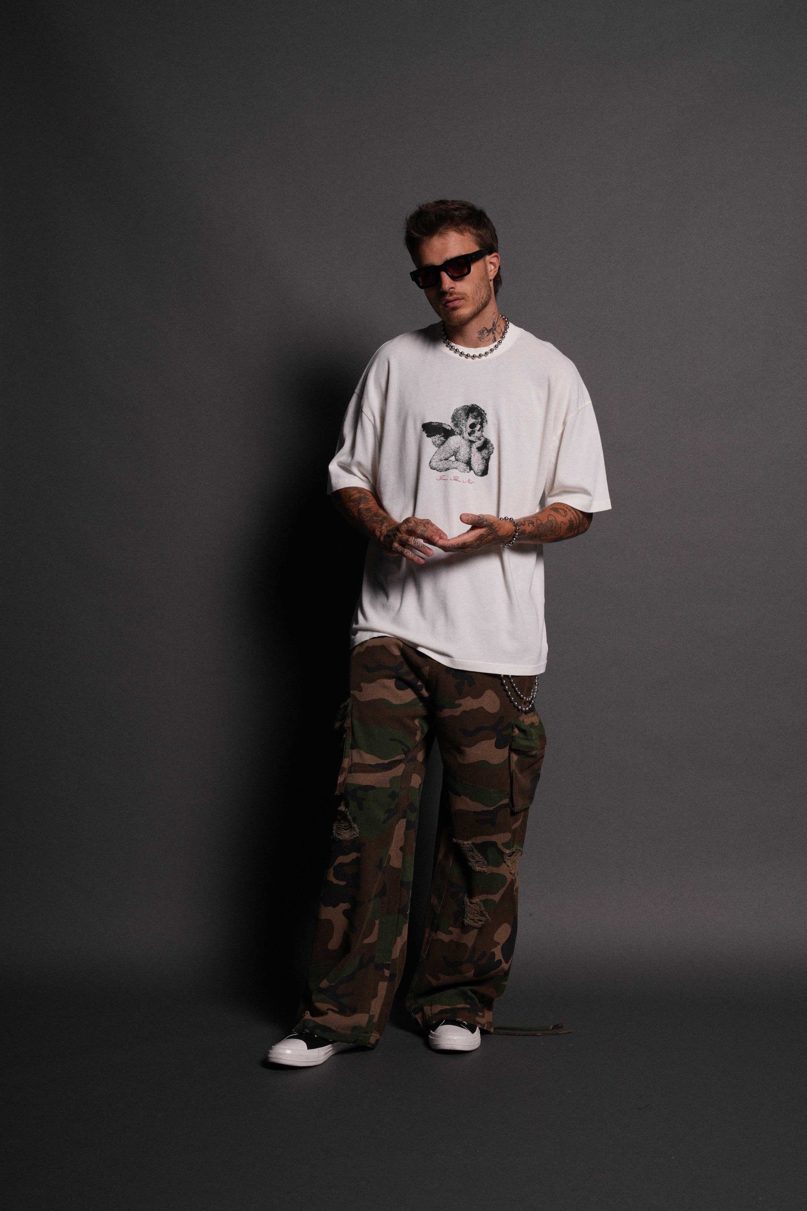 Fallen Halo Oversized "Premium" Unisex Tee in Cream