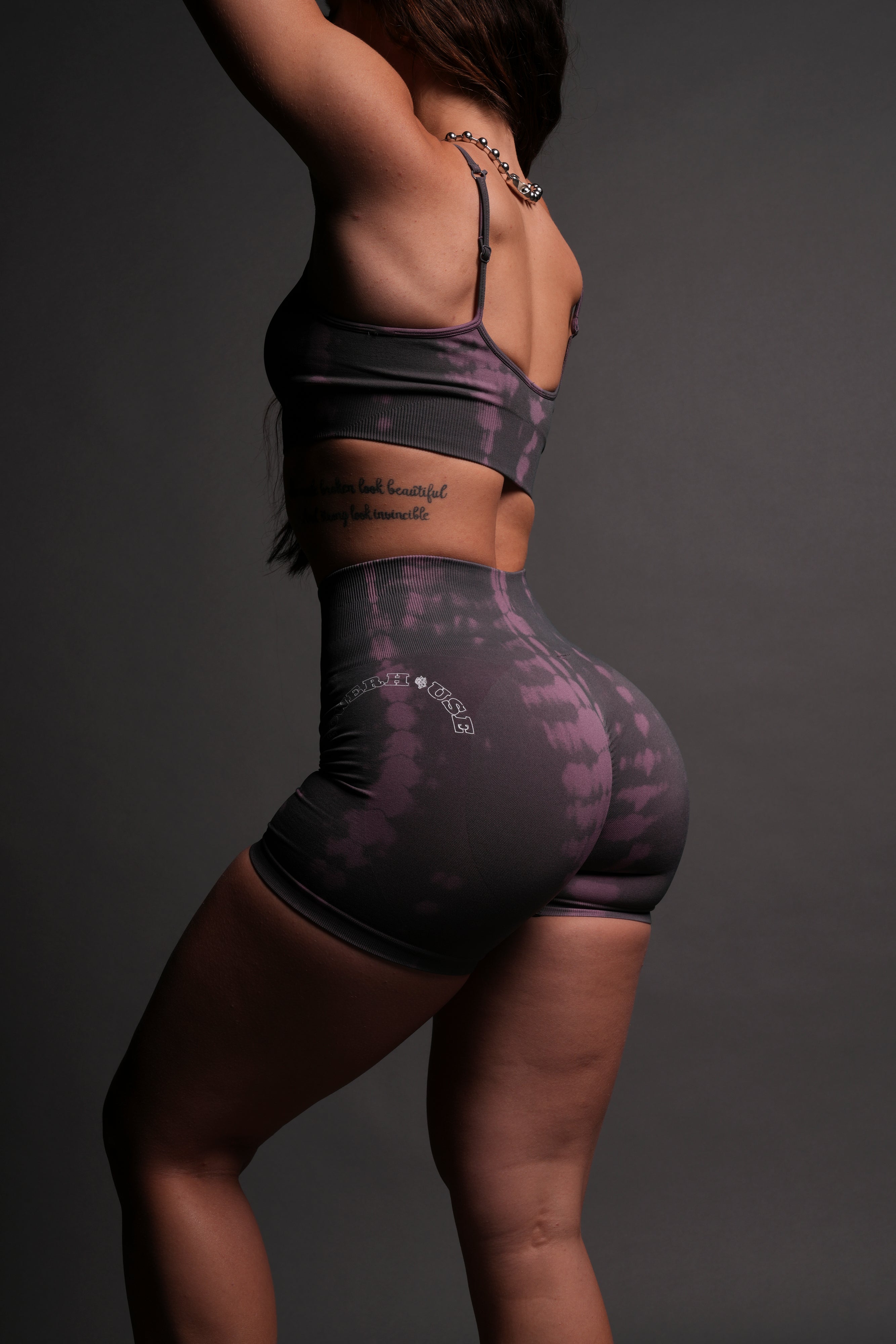 Powerhouse Of The Wolves Everson Seamless "Training" Shorts in Cipher Purple Serpent