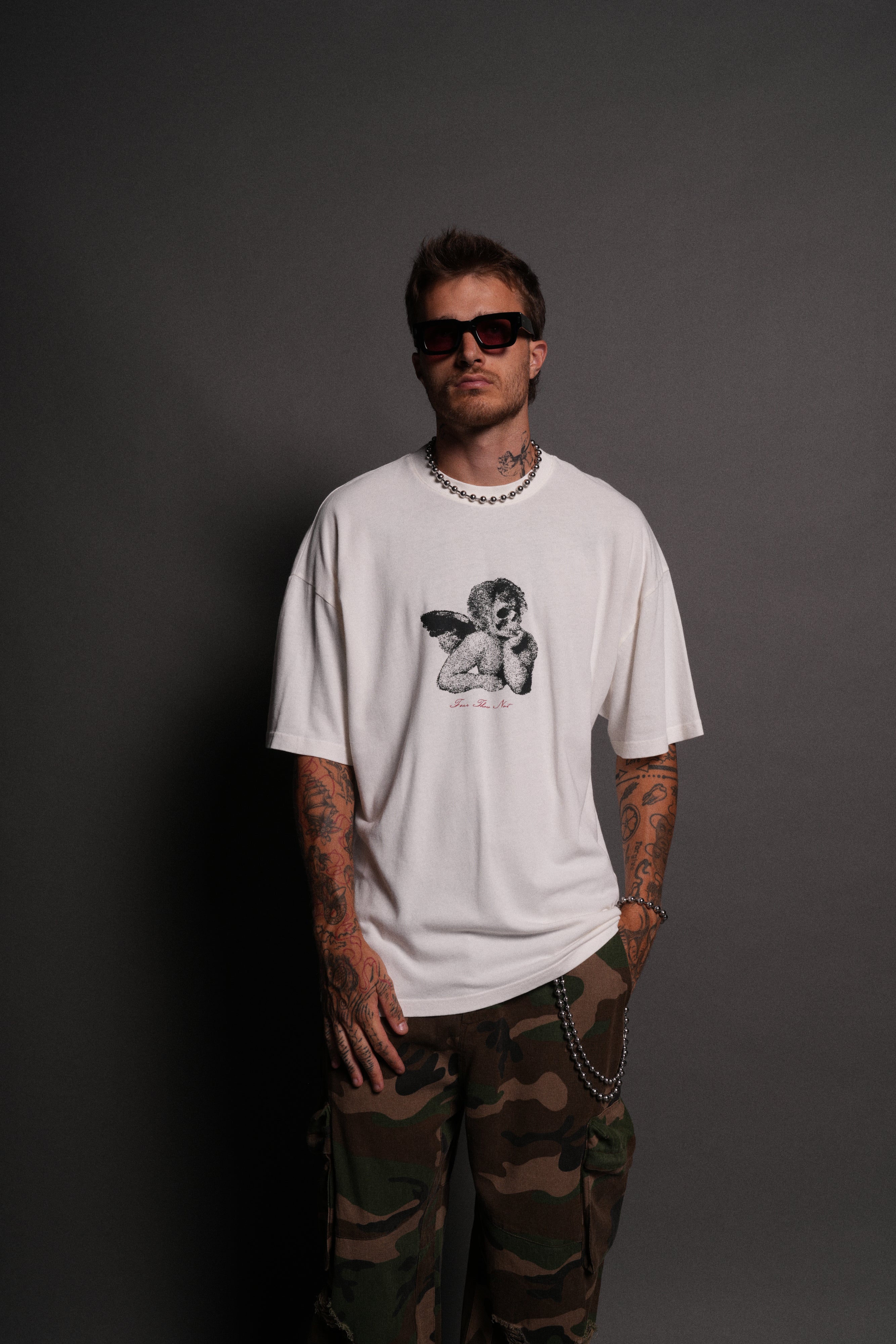 Fallen Halo Oversized "Premium" Unisex Tee in Cream