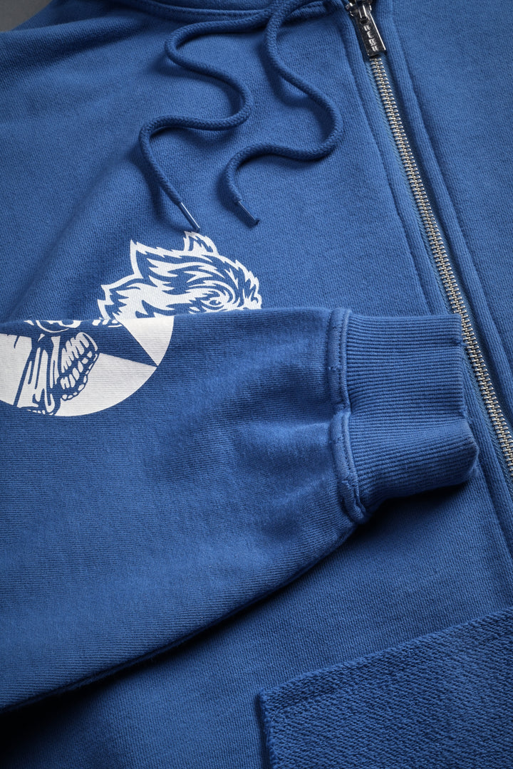 La Ca Frvr Grunge Moatis Zip Hoodie in La Blue