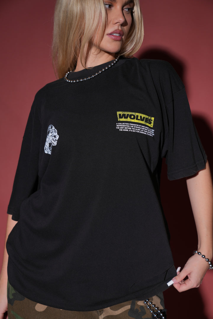 Run With Us "Premium Vintage" Oversized Tee in Black