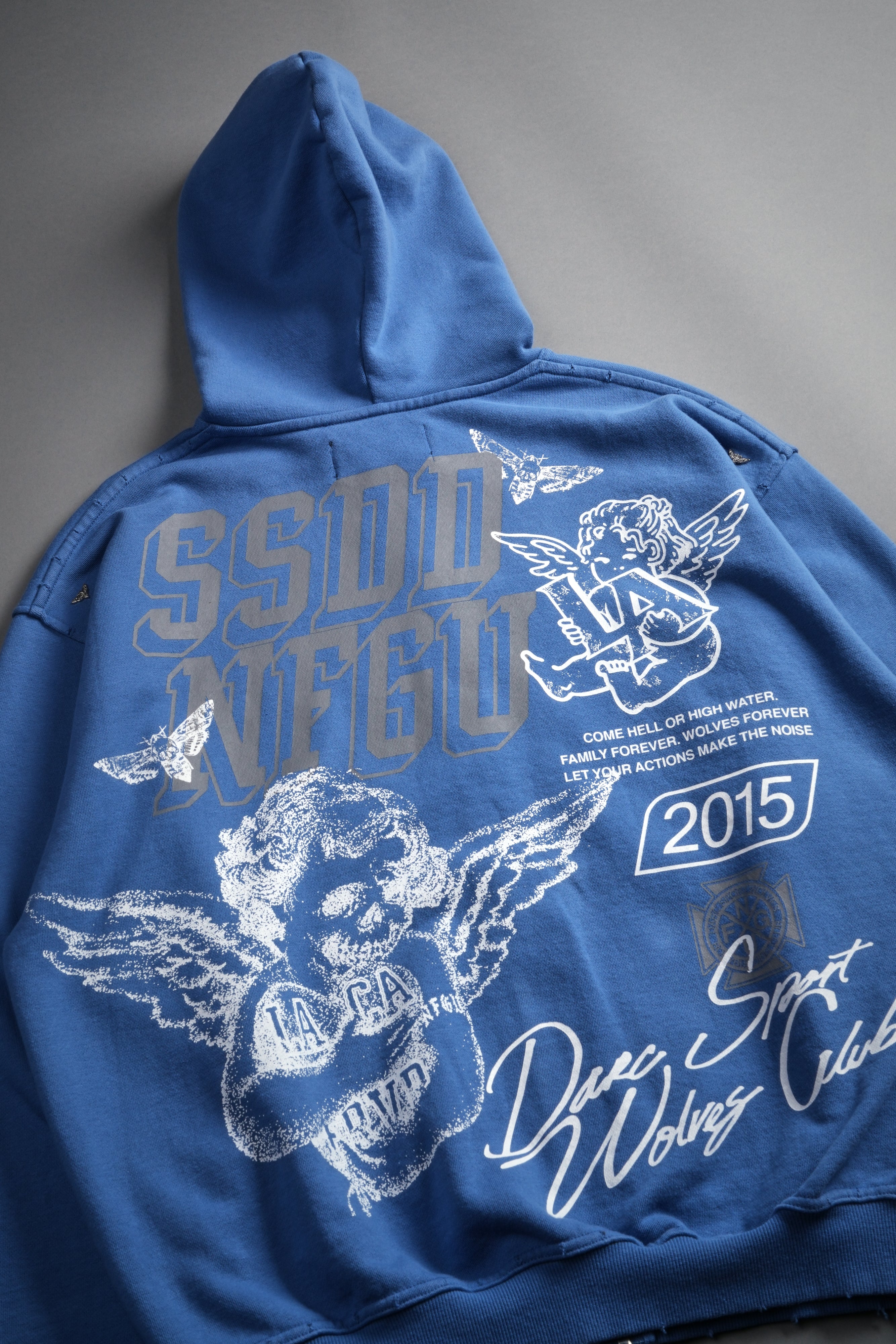 La Ca Frvr Grunge Moatis Zip Hoodie in La Blue – DarcSport