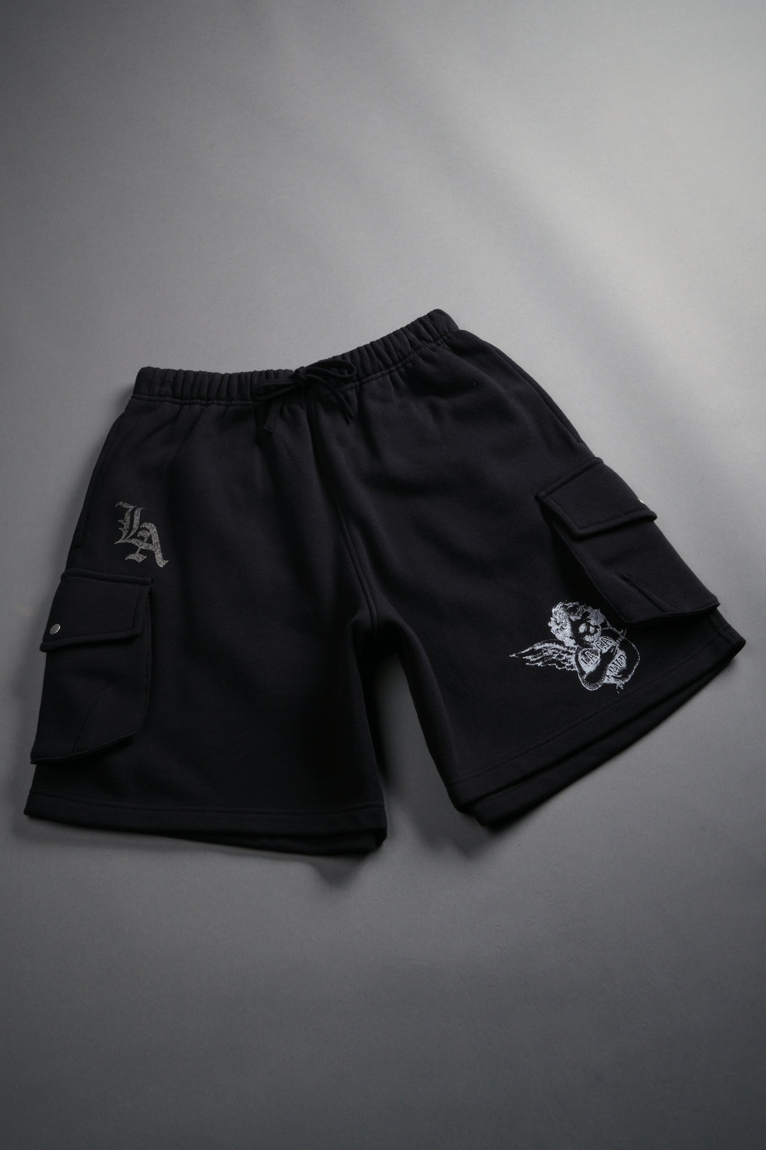 La Ca Frvr Cornell Cargo Sweat Shorts in Black