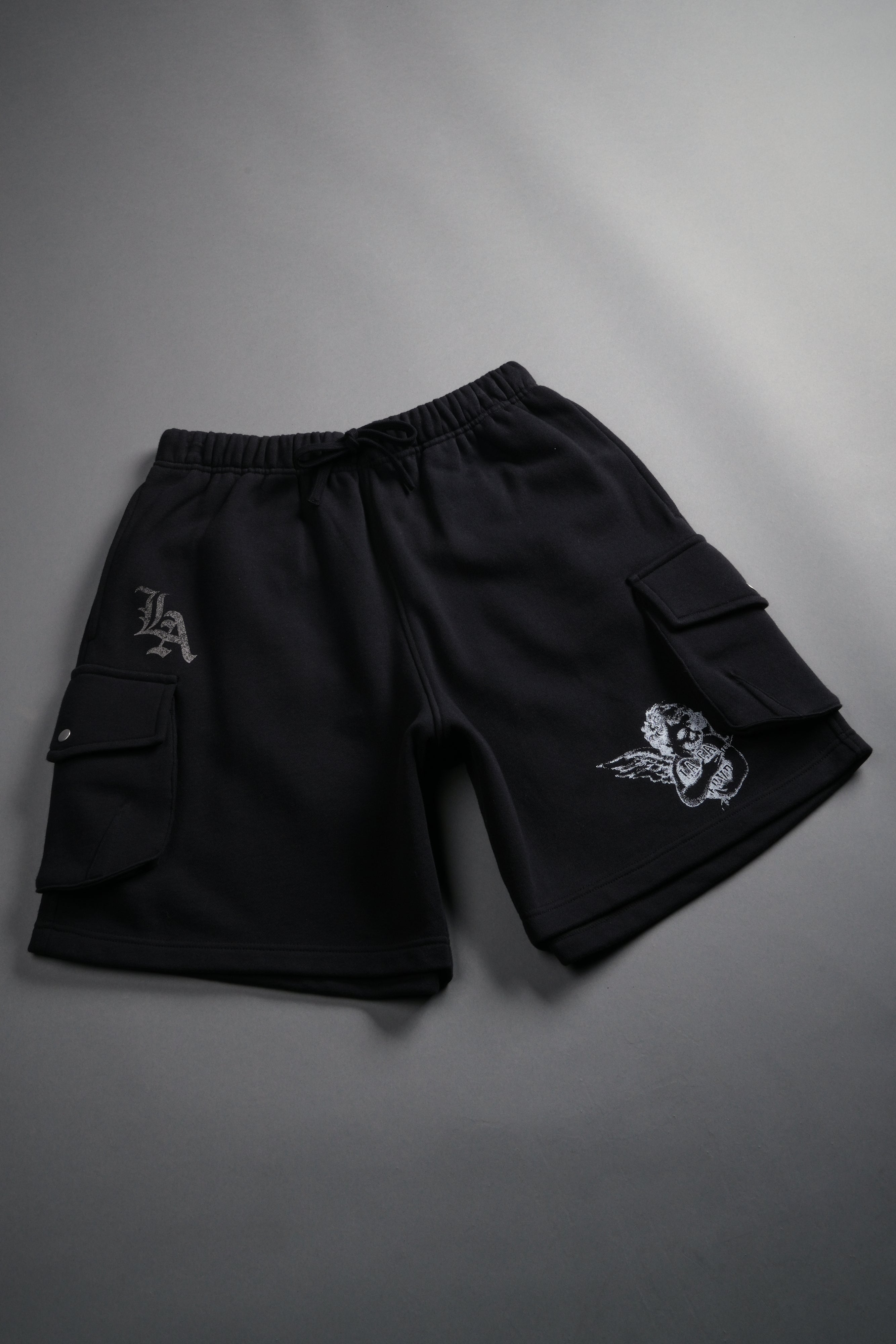 La Ca Frvr Cornell Cargo Sweat Shorts in Black