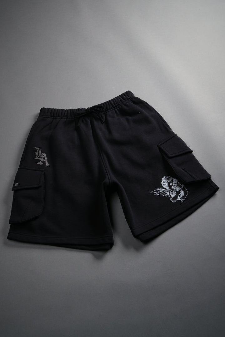 La Ca Frvr Cornell Cargo Sweat Shorts in Black