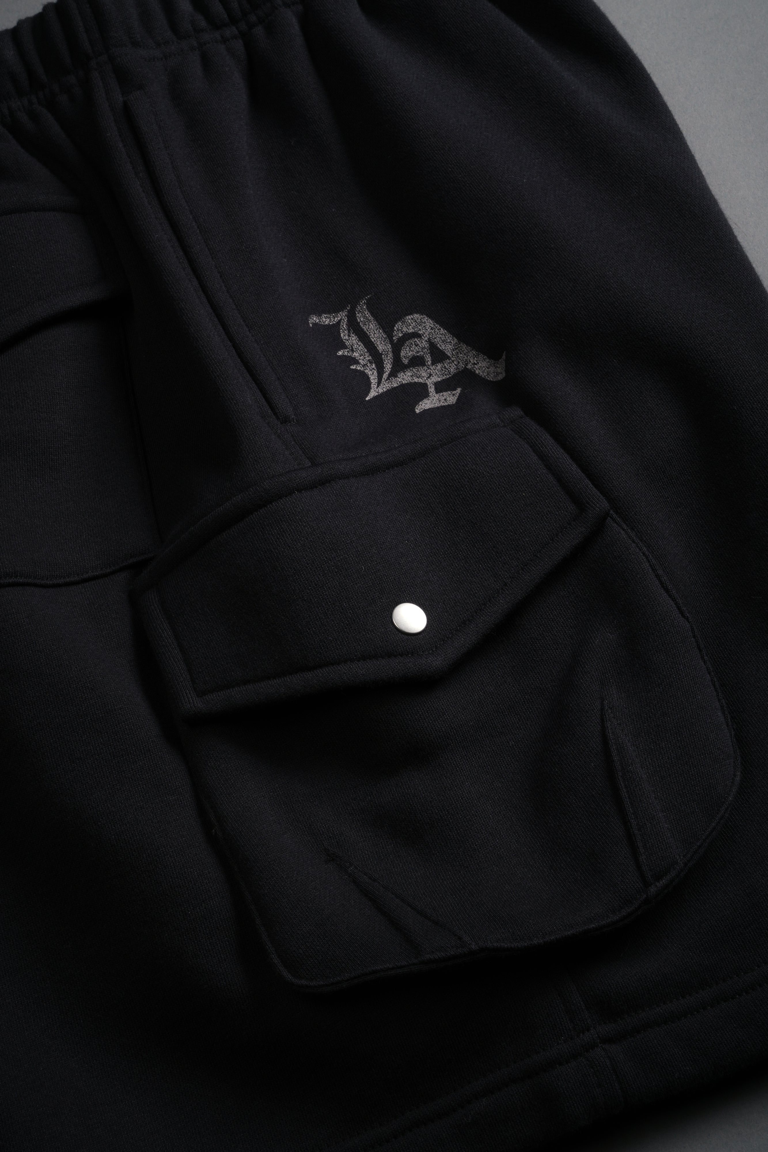 La Ca Frvr Cornell Cargo Sweat Shorts in Black