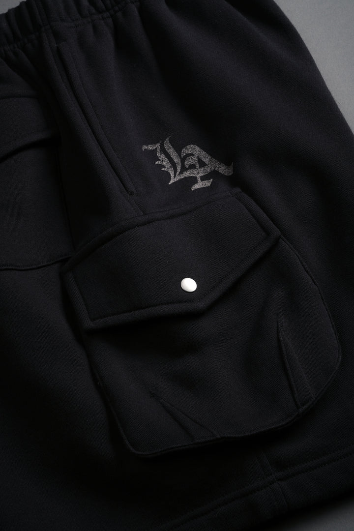 La Ca Frvr Cornell Cargo Sweat Shorts in Black