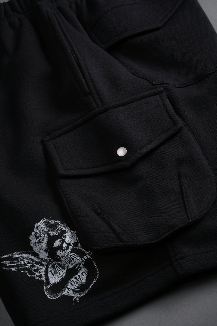 La Ca Frvr Cornell Cargo Sweat Shorts in Black