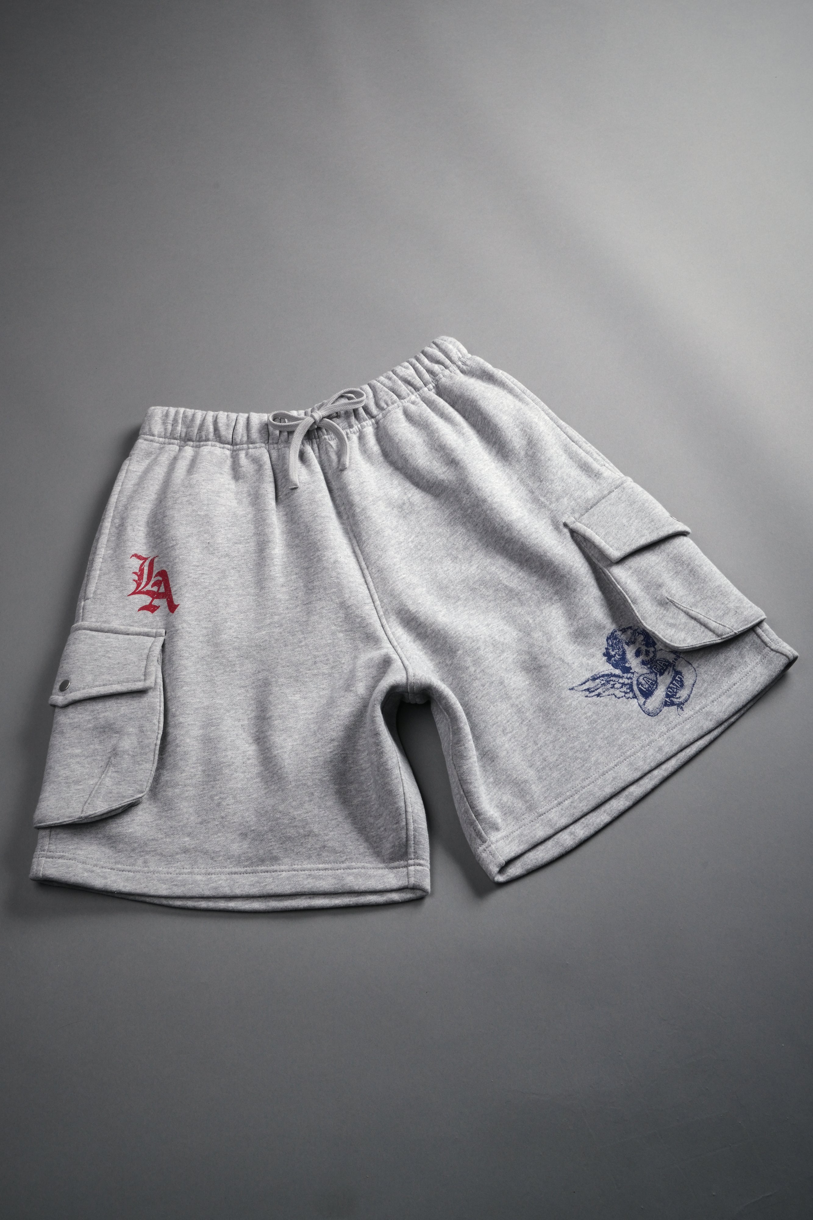 La Ca Frvr Cornell Cargo Sweat Shorts in Light Athletic Gray